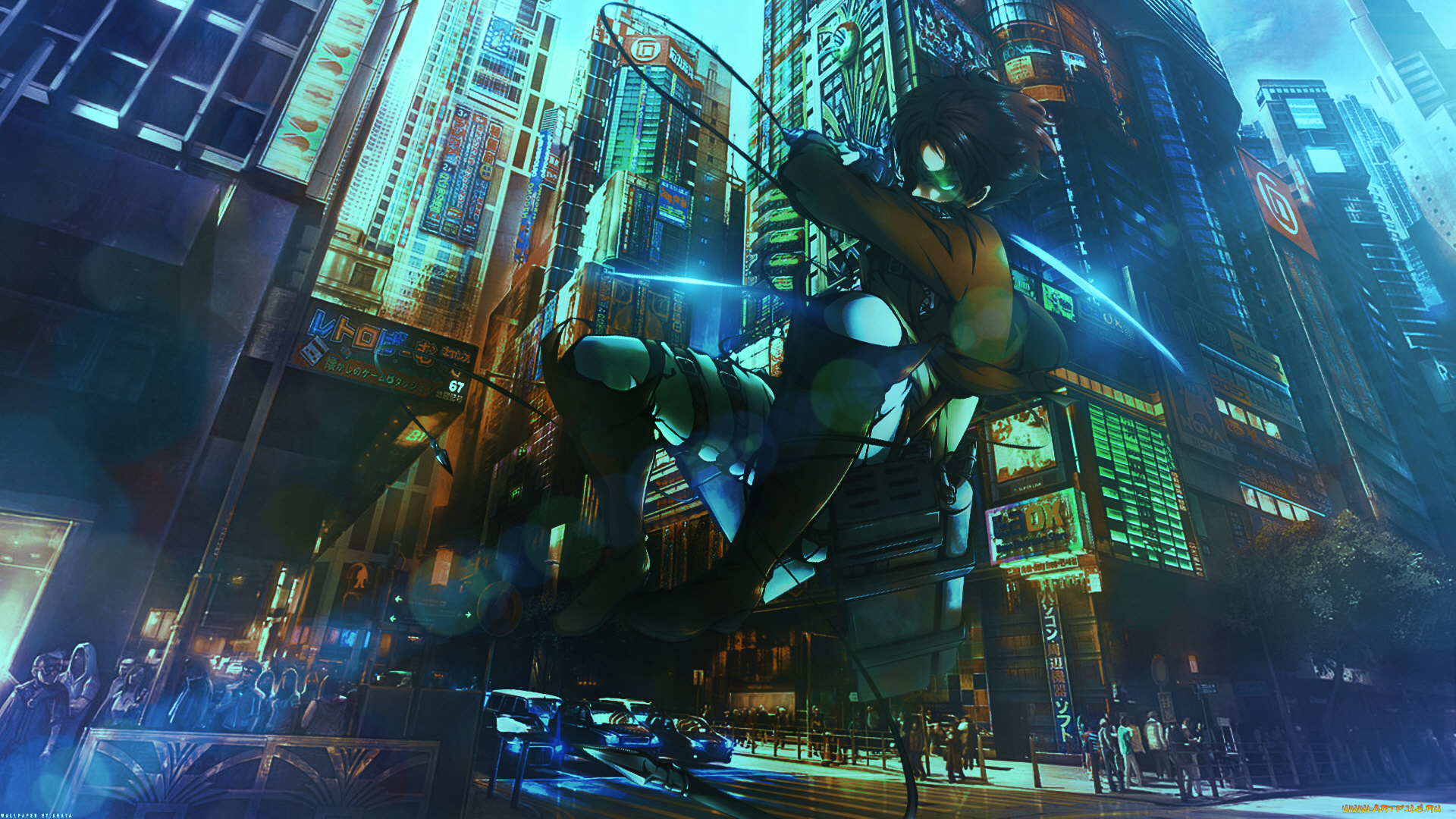 аниме, shingeki, no, kyojin, атака, титанов