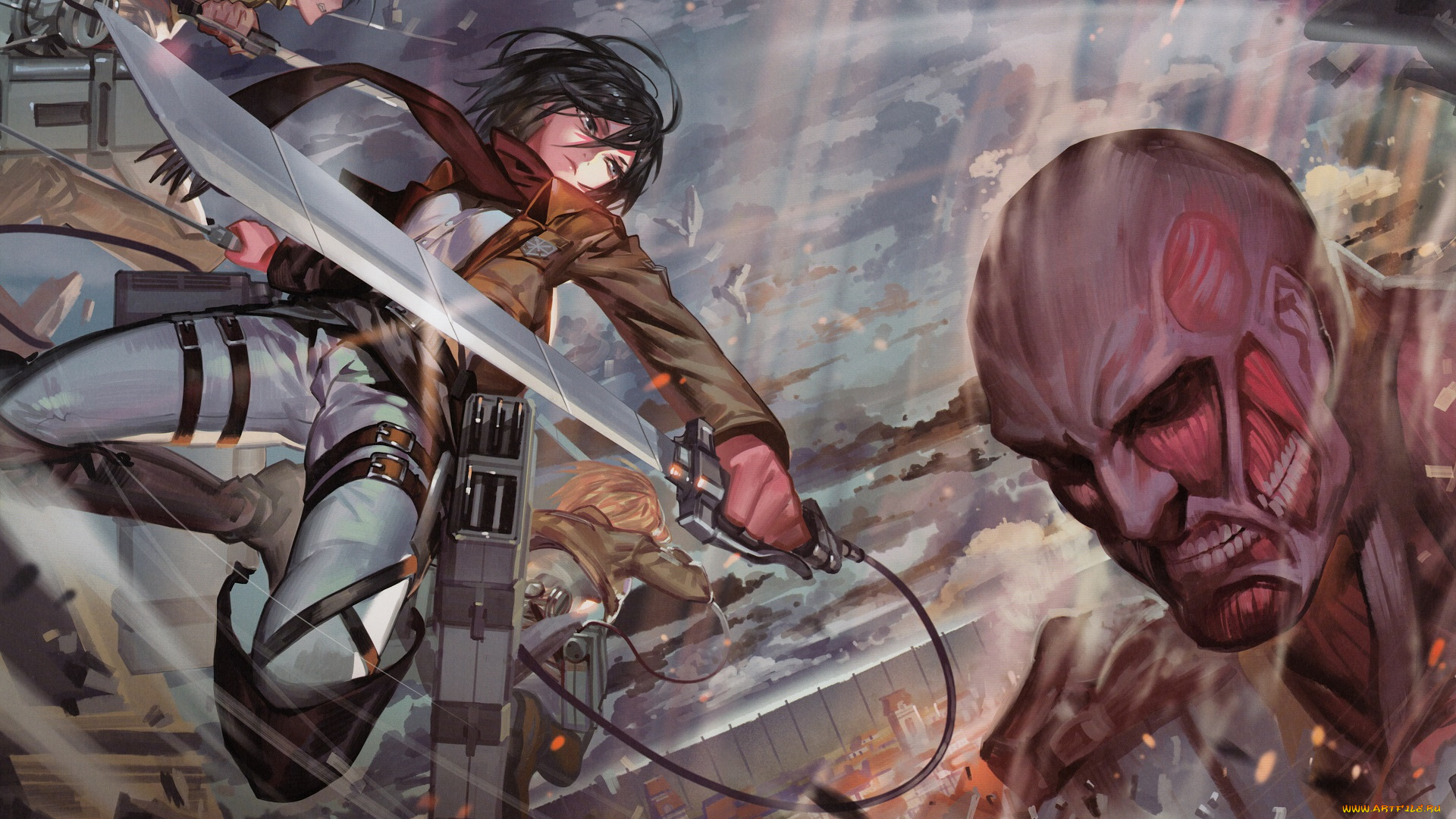 аниме, shingeki, no, kyojin, атака, титанов