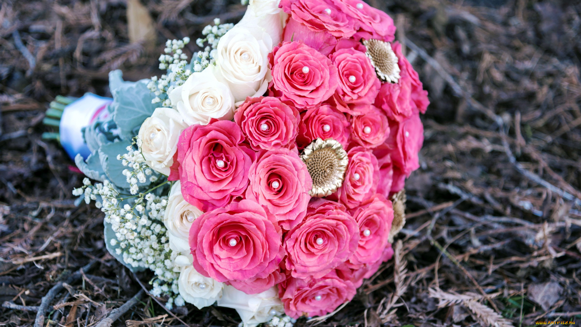 цветы, букеты, , композиции, гипсофила, розы, розовый, белый