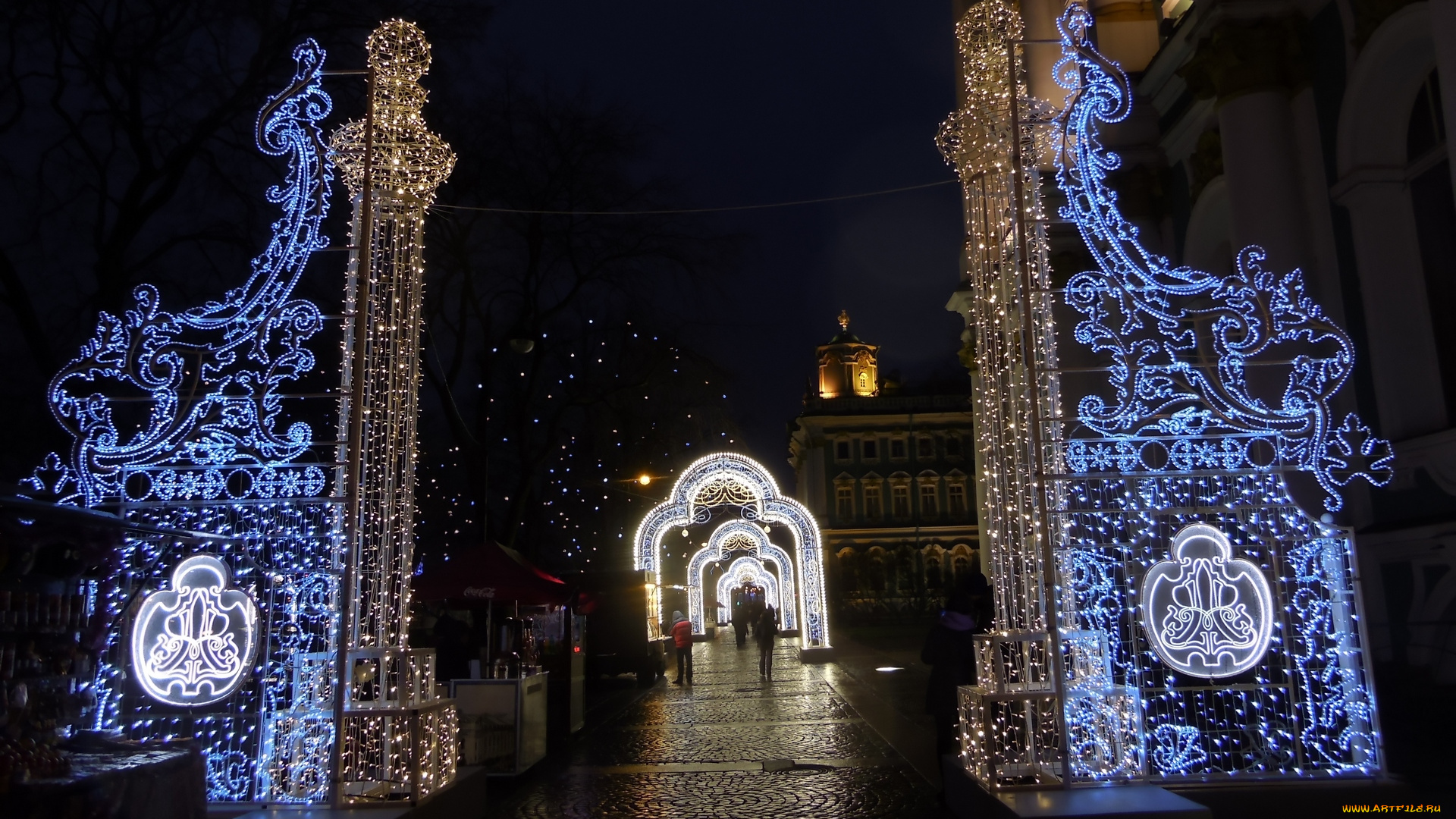 разное, иллюминация, арки, лампочки