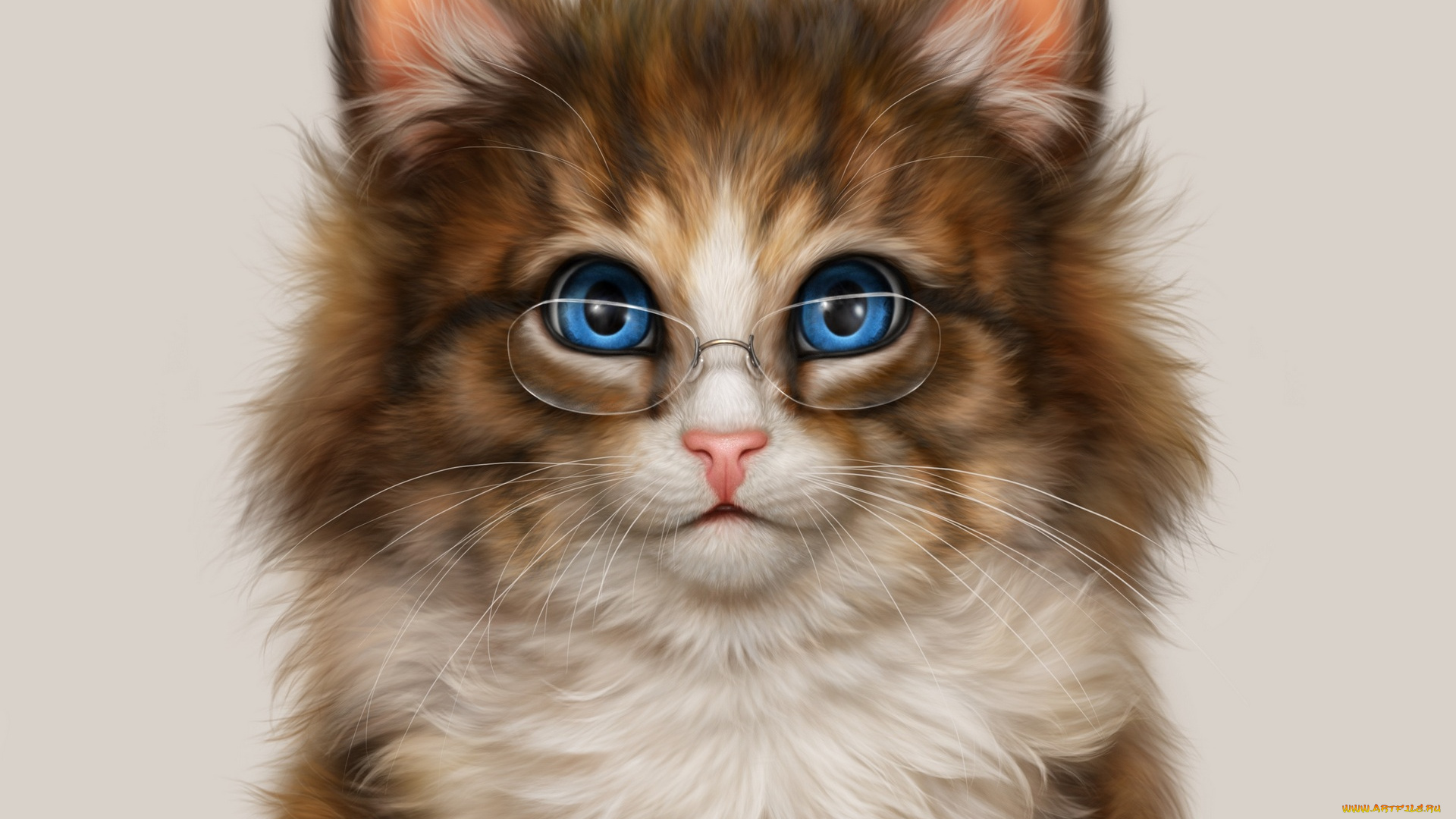 рисованное, животные, , коты, очки