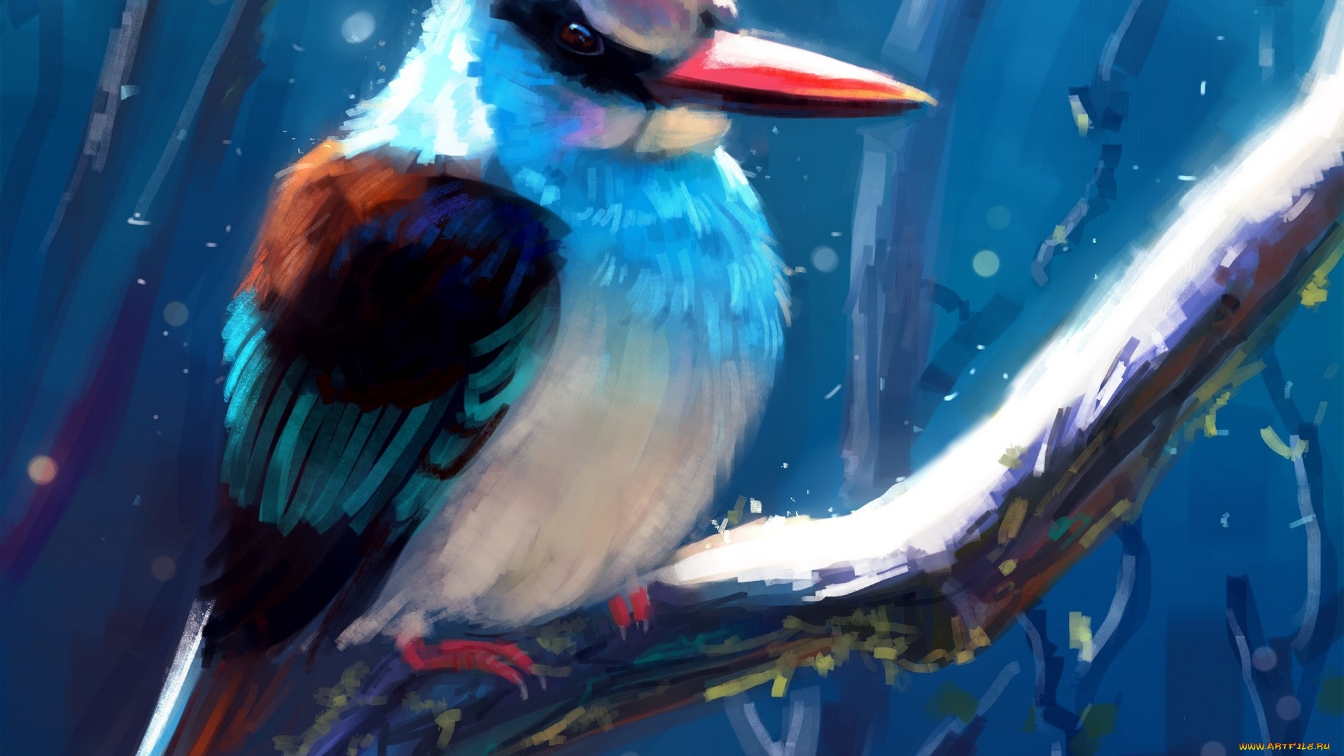 рисованное, животные, , птицы, ветки