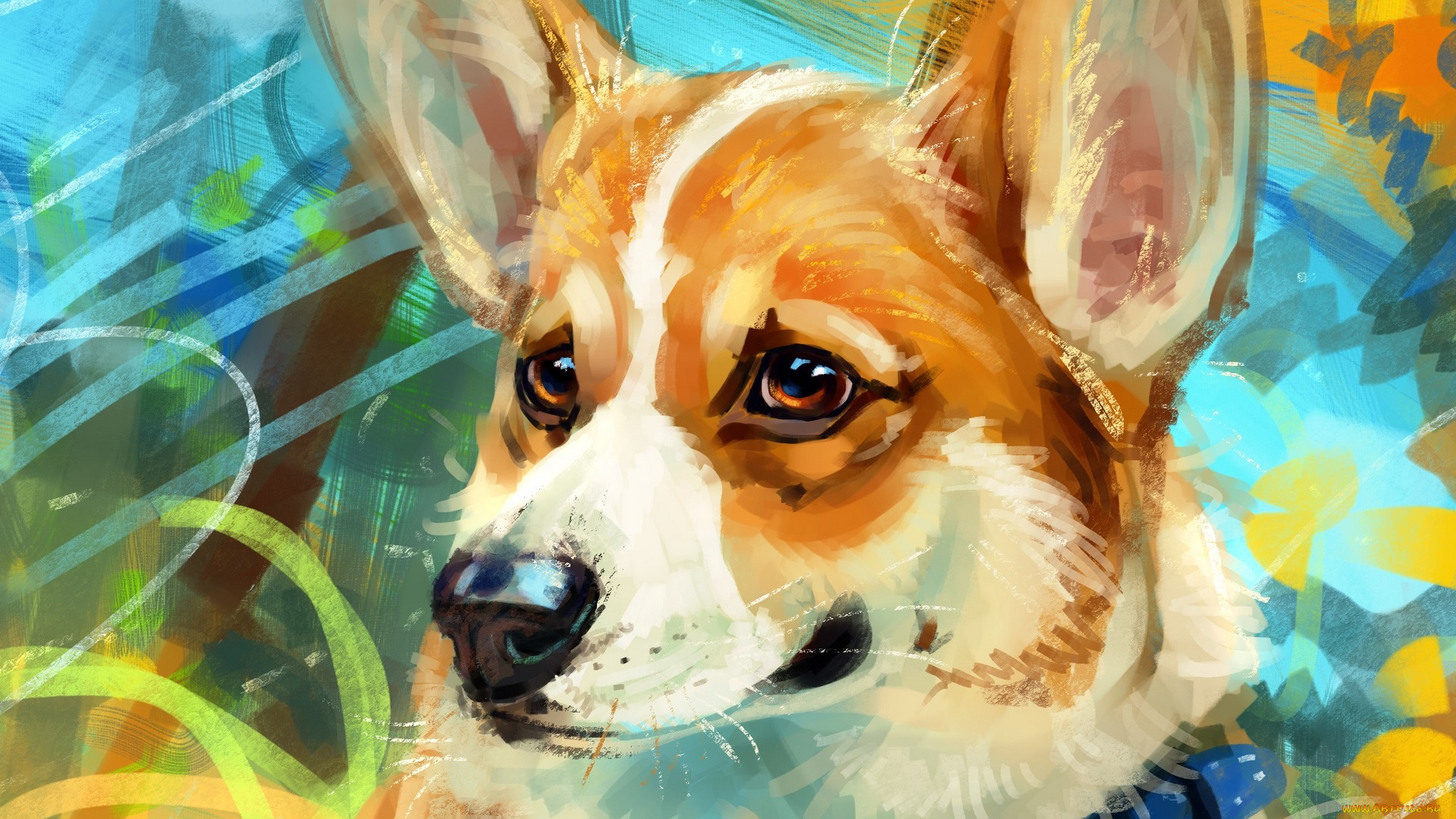 рисованное, животные, , собаки, ошейник