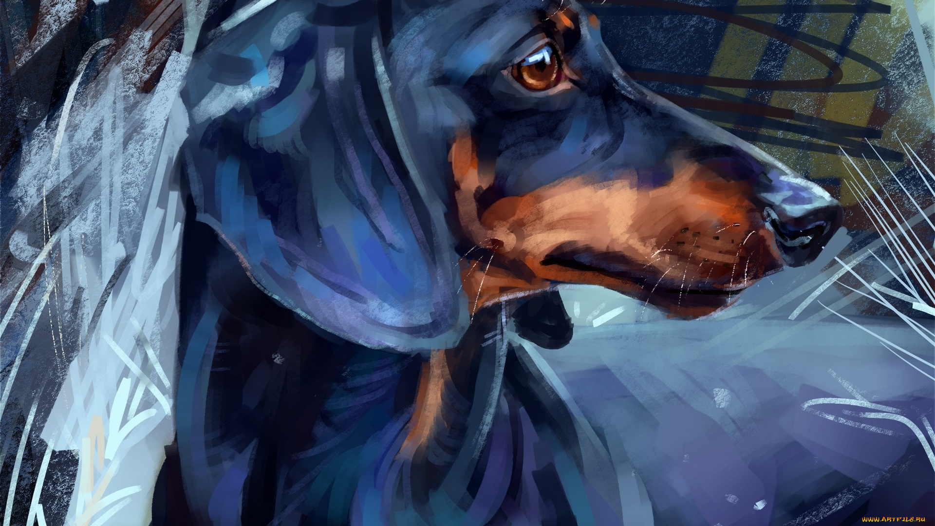 рисованное, животные, , собаки, такса