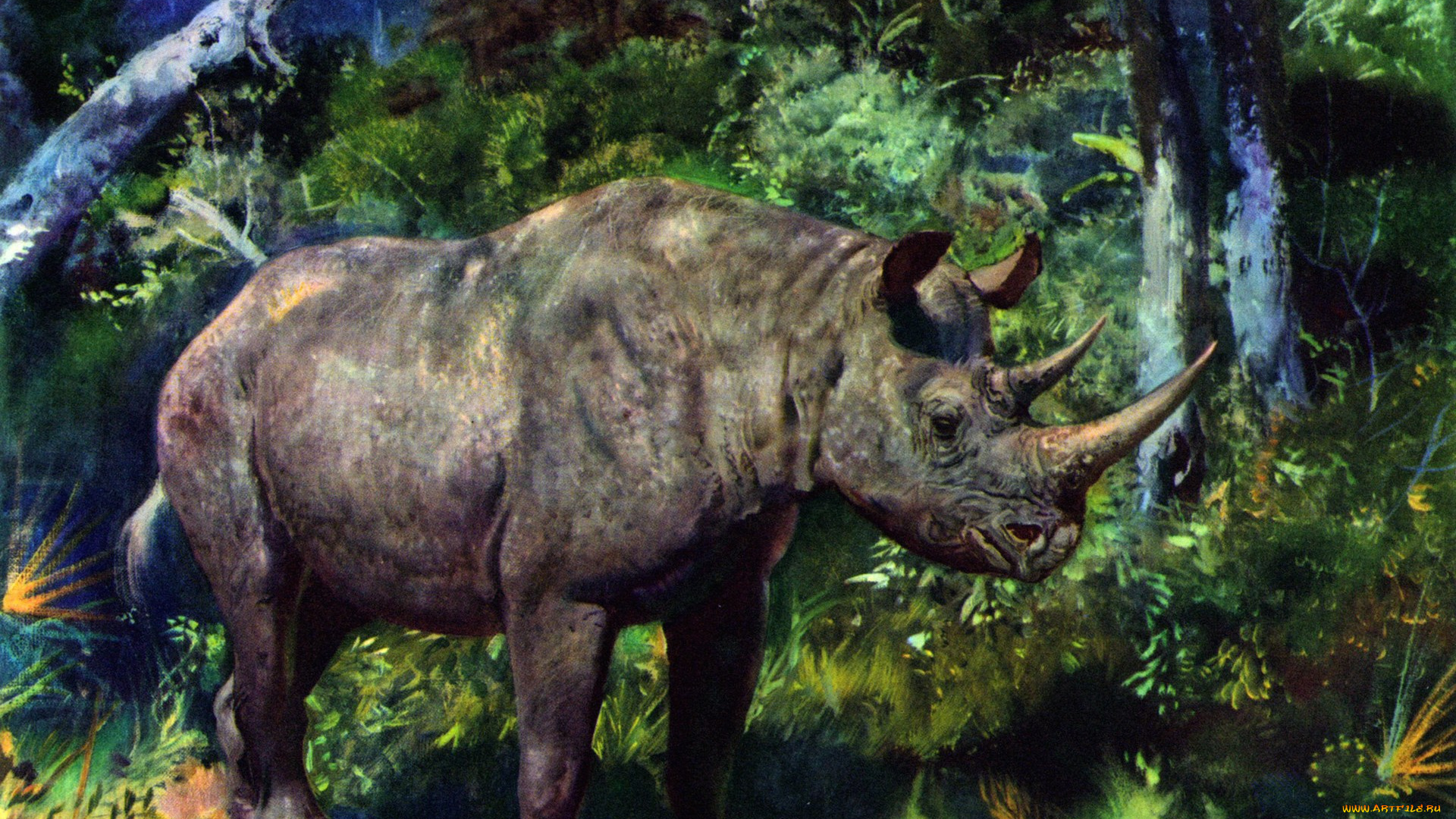 рисованное, животные, растения, древнее, животное