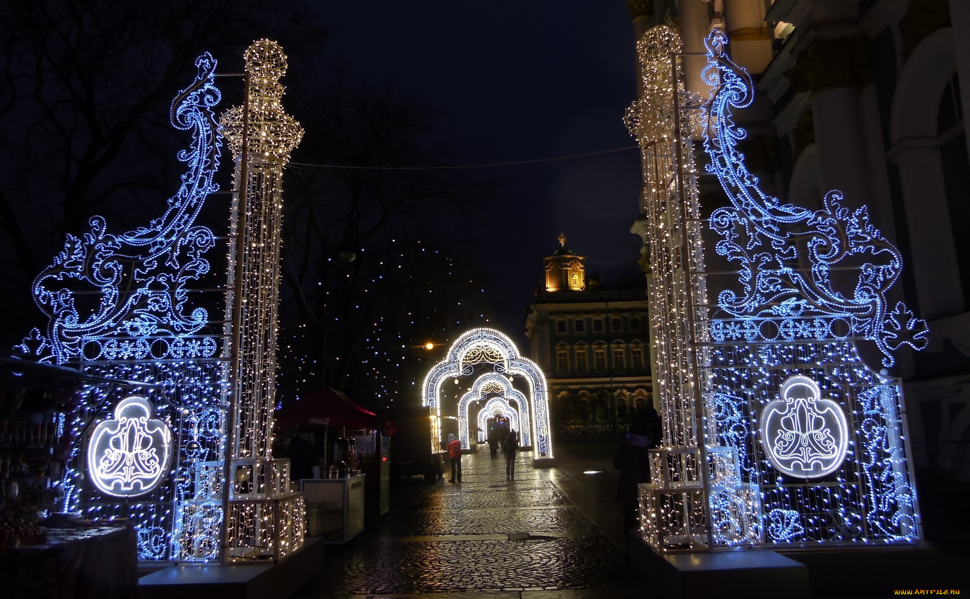 разное, иллюминация, арки, лампочки