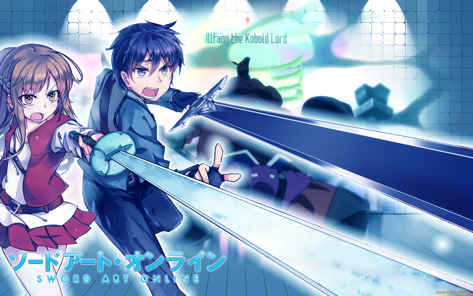 аниме, sword, art, online, двое