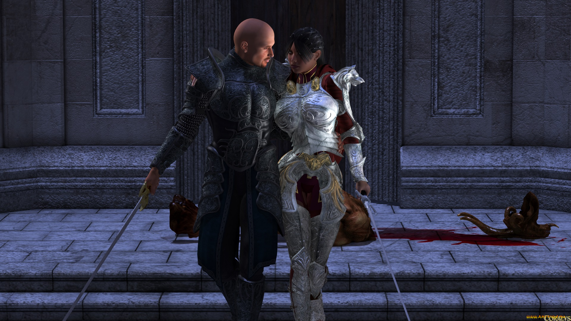 3д, графика, фантазия, , fantasy, девушка, взгляд, фон