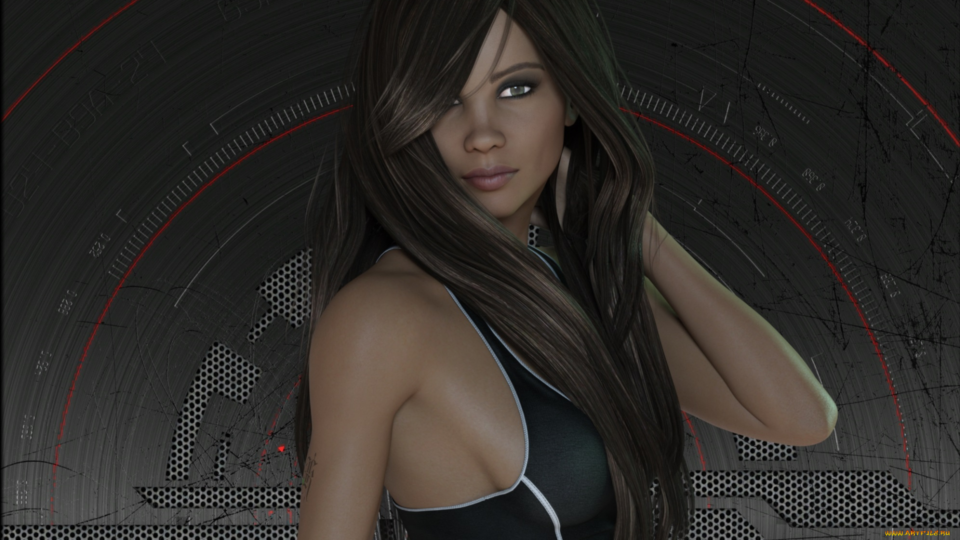 3д, графика, люди, , people, девушка, взгляд, фон