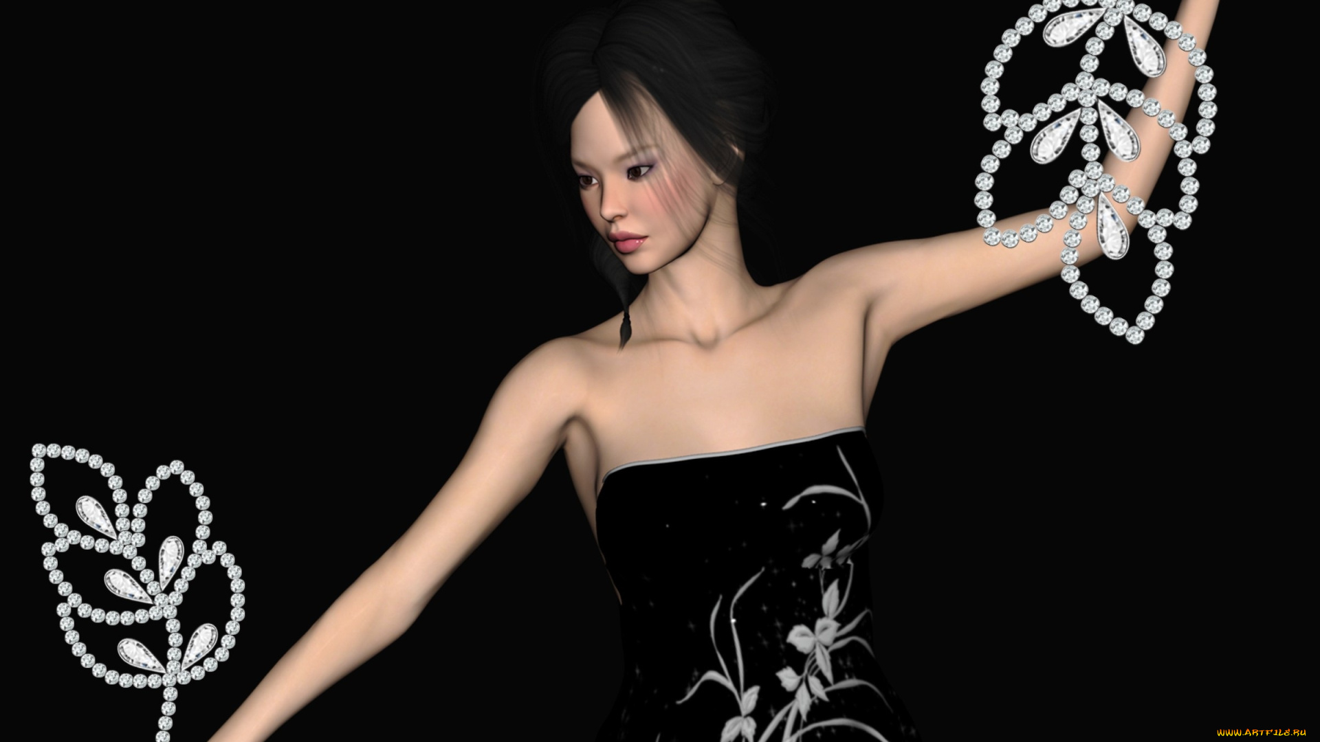 3д, графика, люди, , people, девушка, взгляд, фон