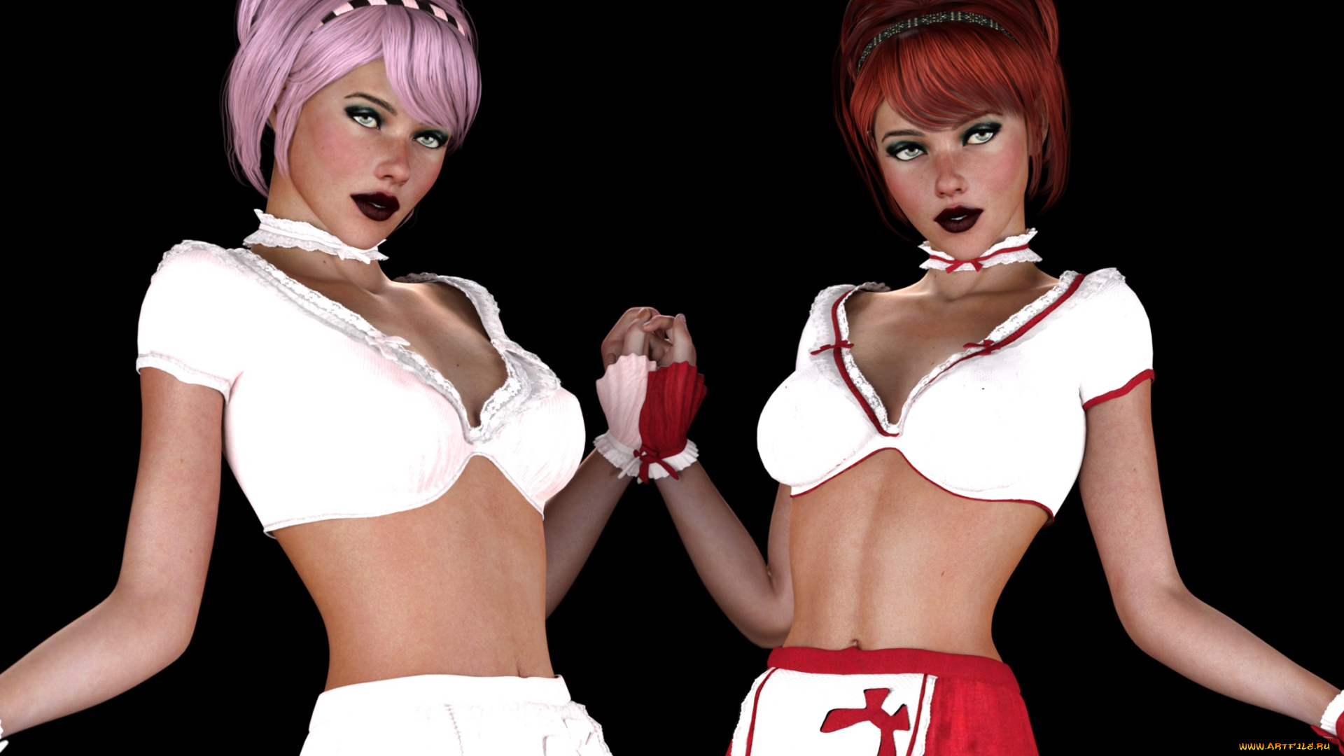 3д, графика, люди, , people, девушки, взгляд, фон