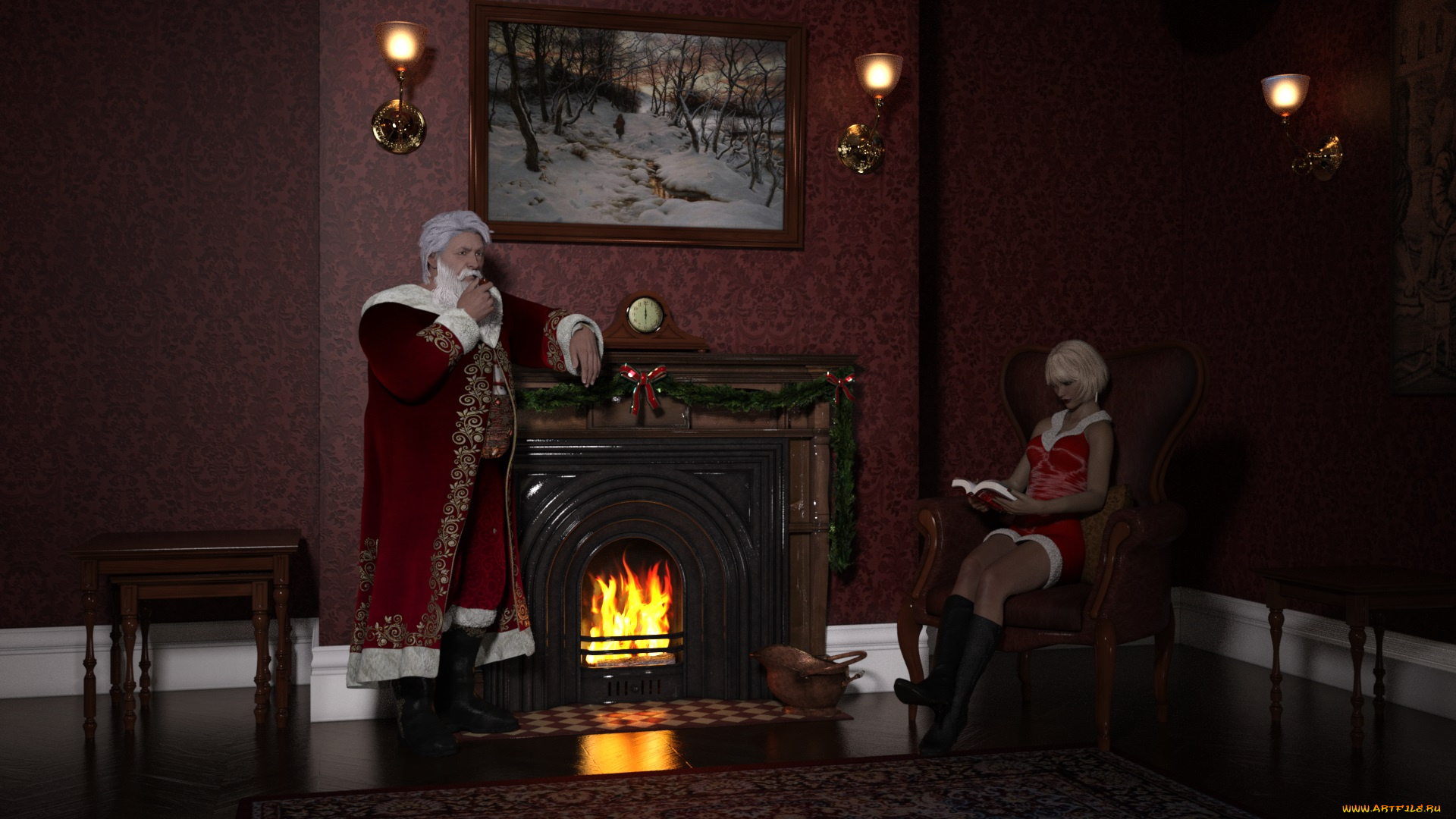 3д, графика, праздники, , holidays, девушка, взгляд, фон