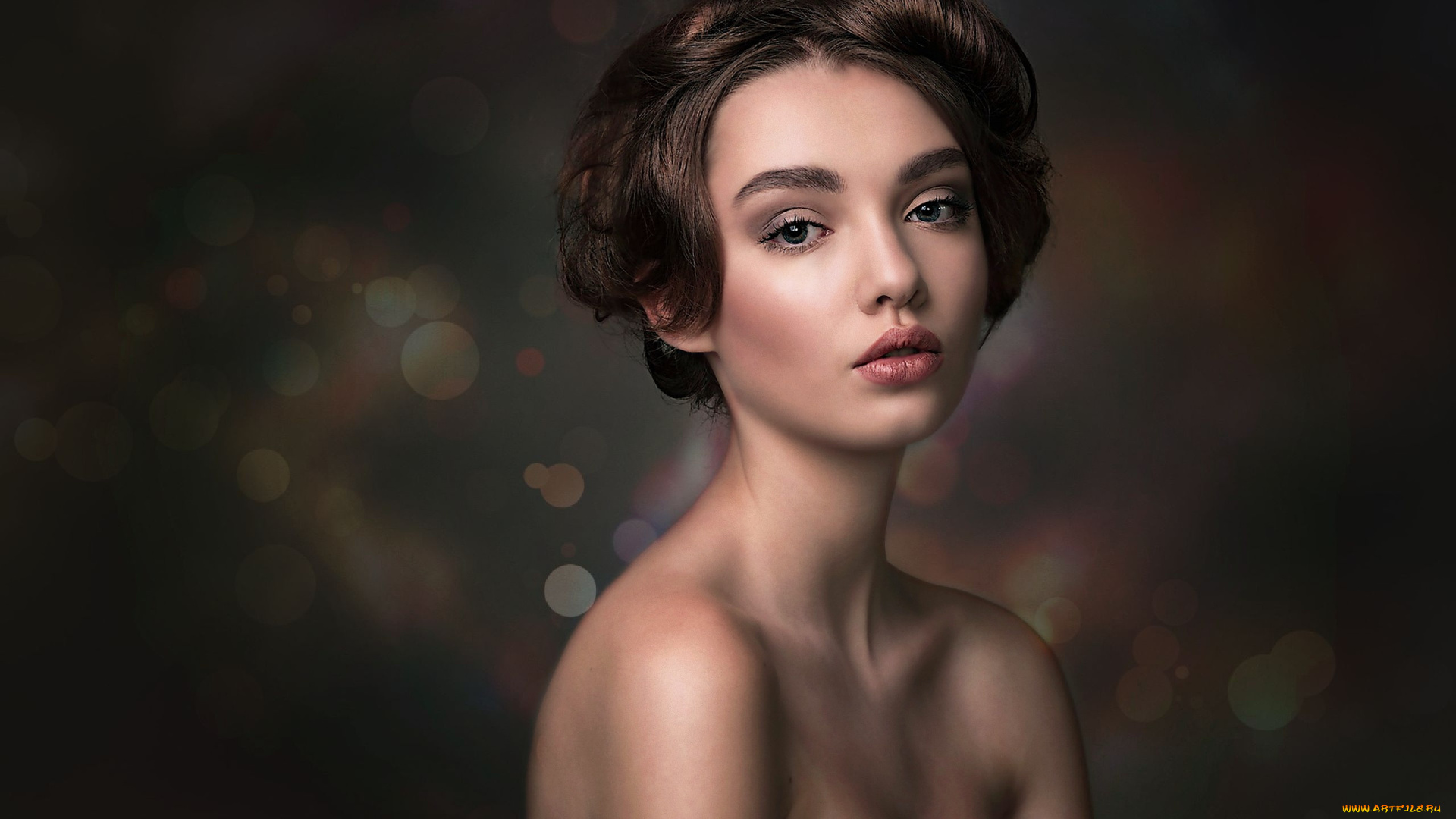 девушки, -unsort, , лица, , портреты, темный, фон, портрет, взгляд, polina