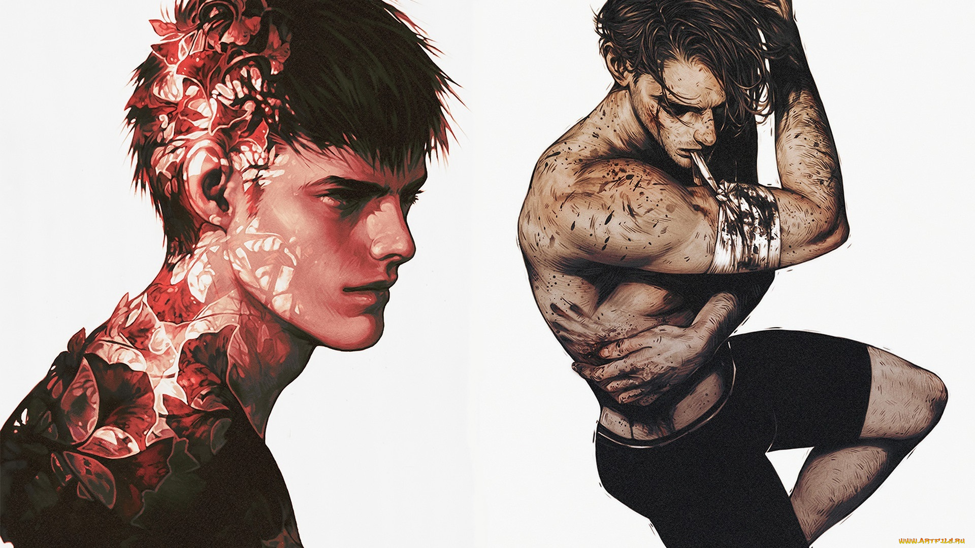 рисованное, люди, парень