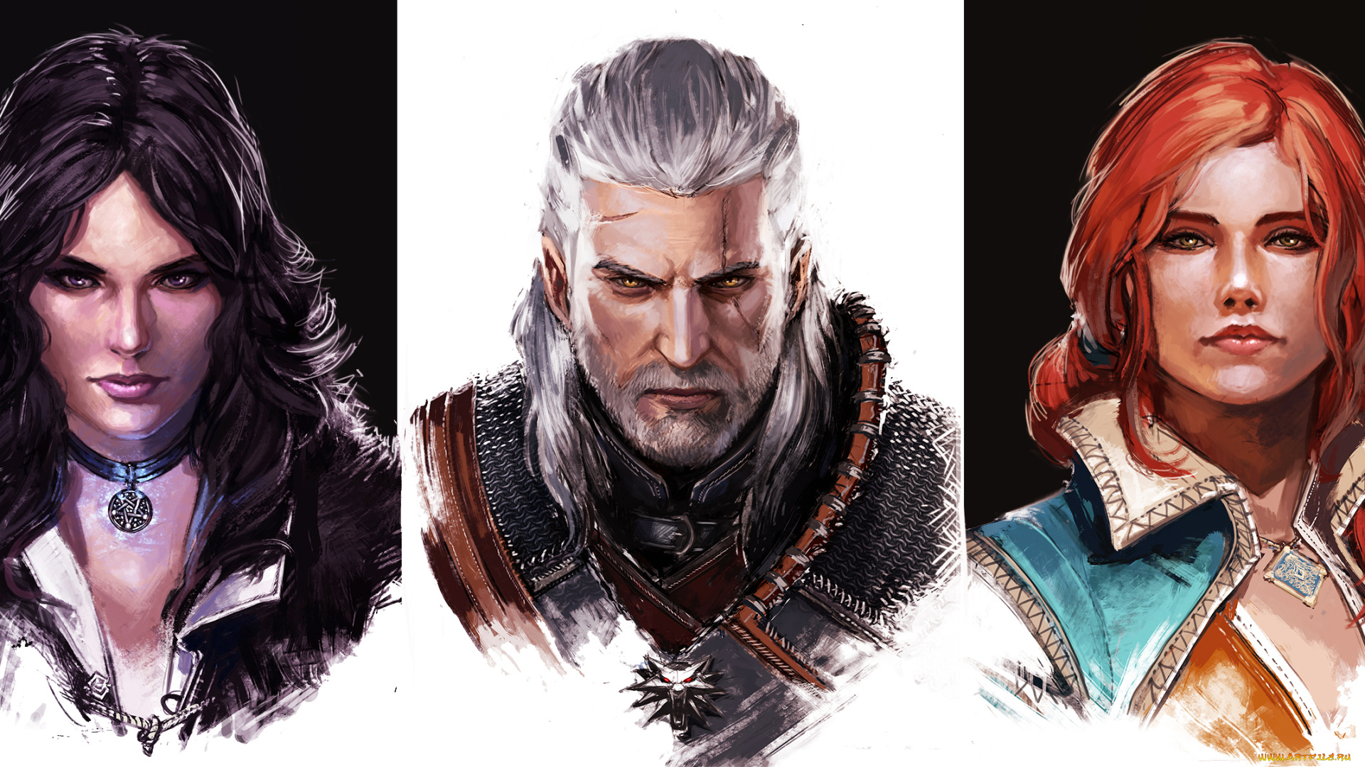 видео, игры, the, witcher, 3, , wild, hunt, взгляд, фон, мужчина, девушки