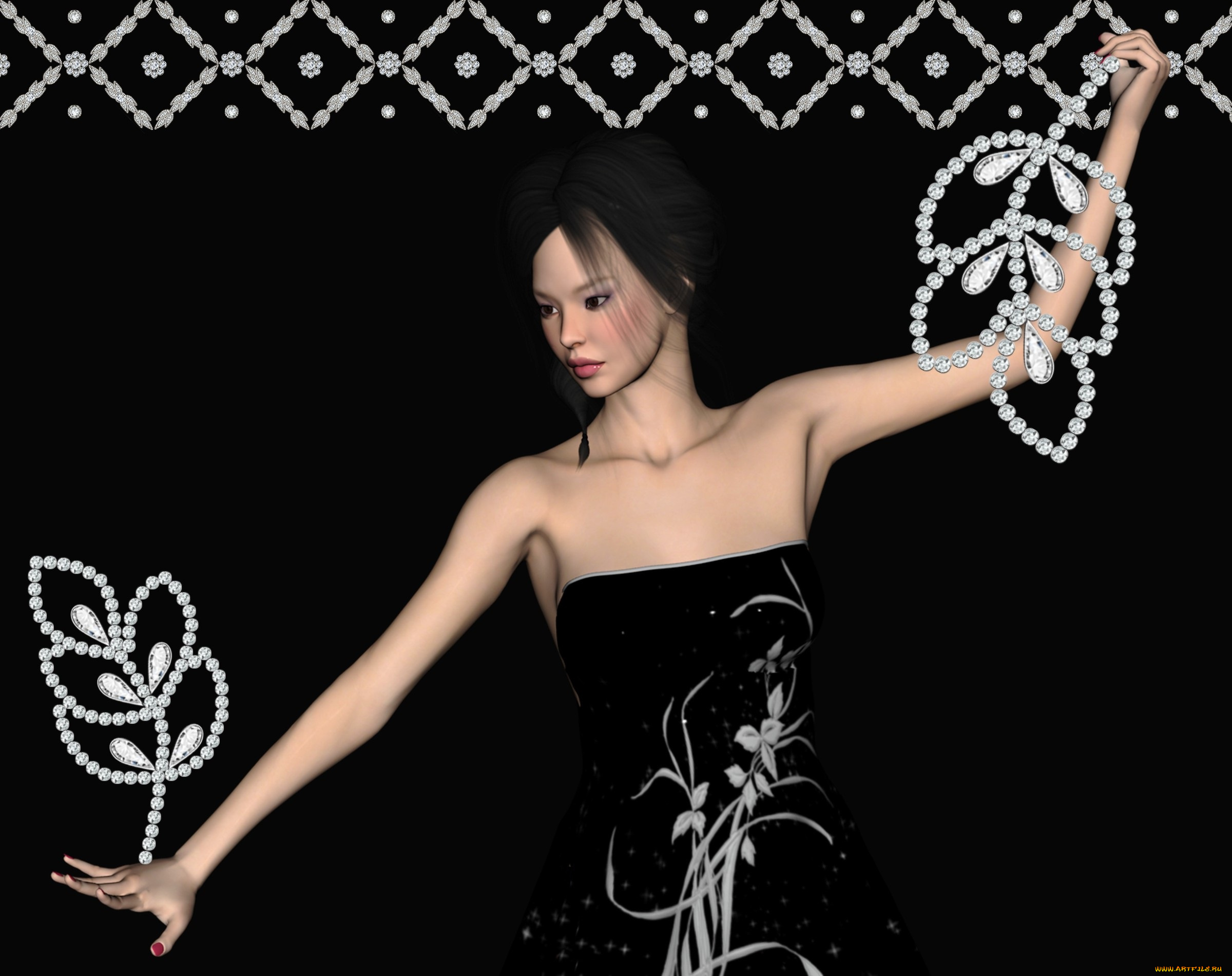 3д, графика, люди, , people, девушка, взгляд, фон