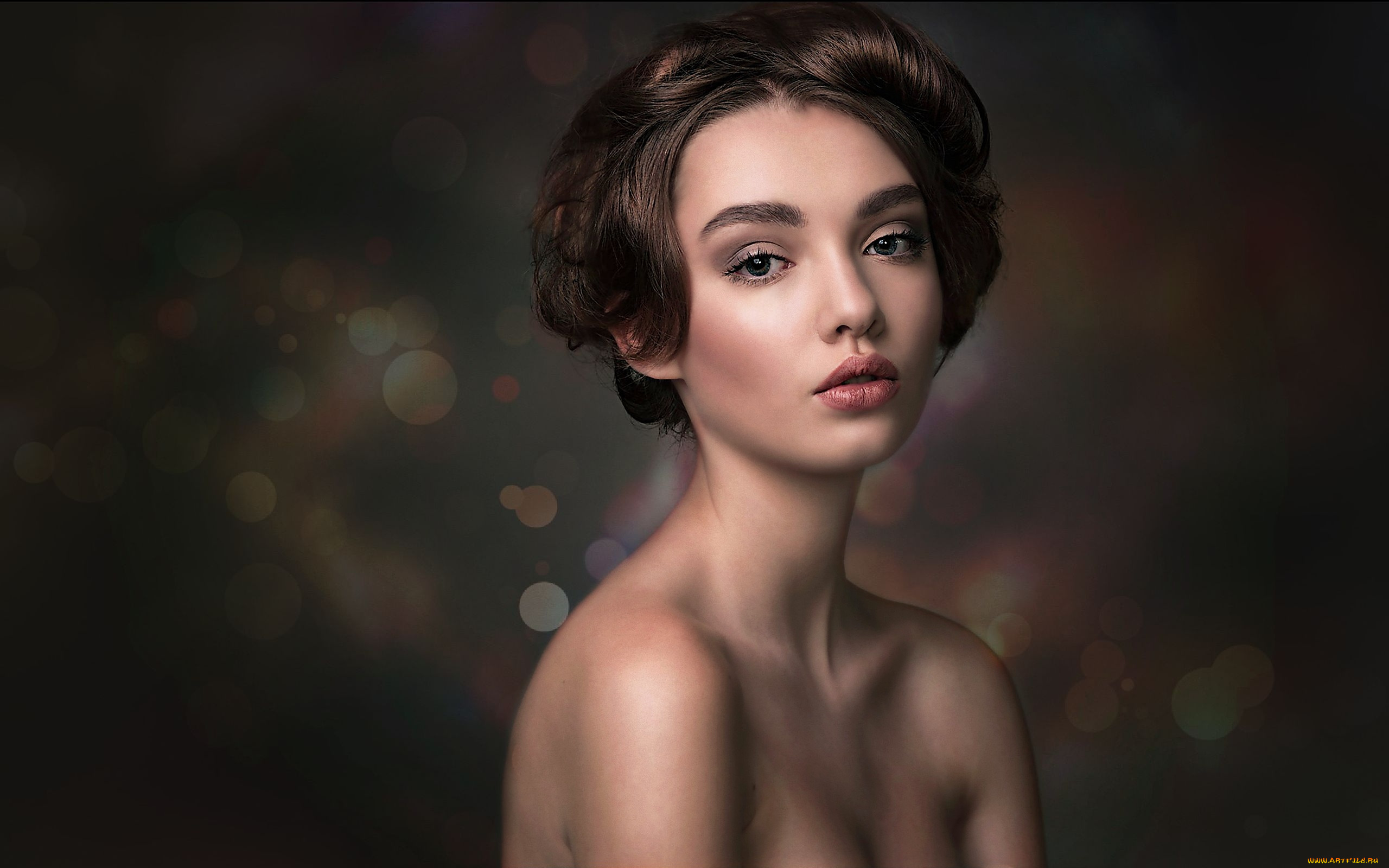 девушки, -unsort, , лица, , портреты, темный, фон, портрет, взгляд, polina