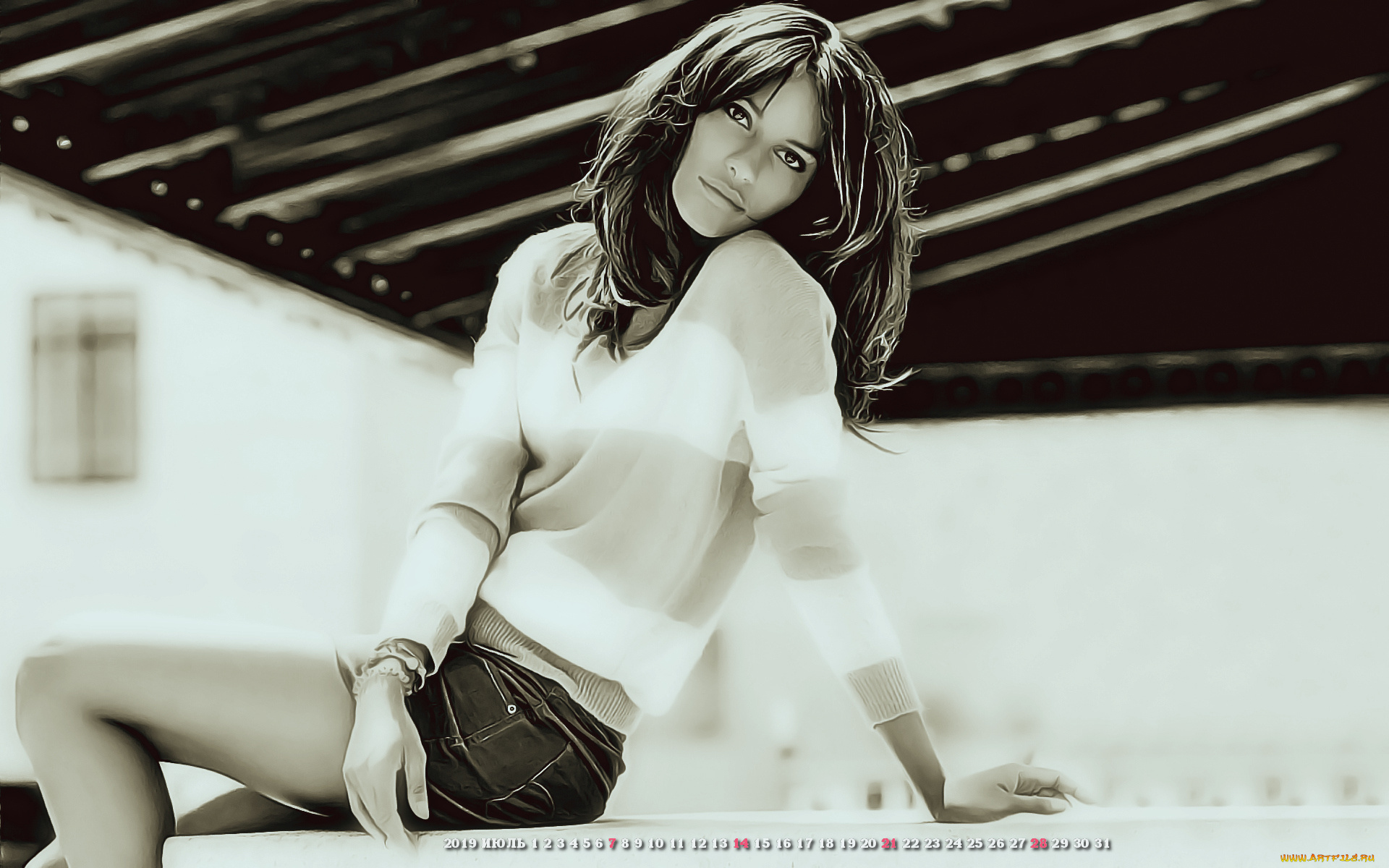 календари, компьютерный, дизайн, 2019, calendar, сидит, женщина, взгляд, девушка