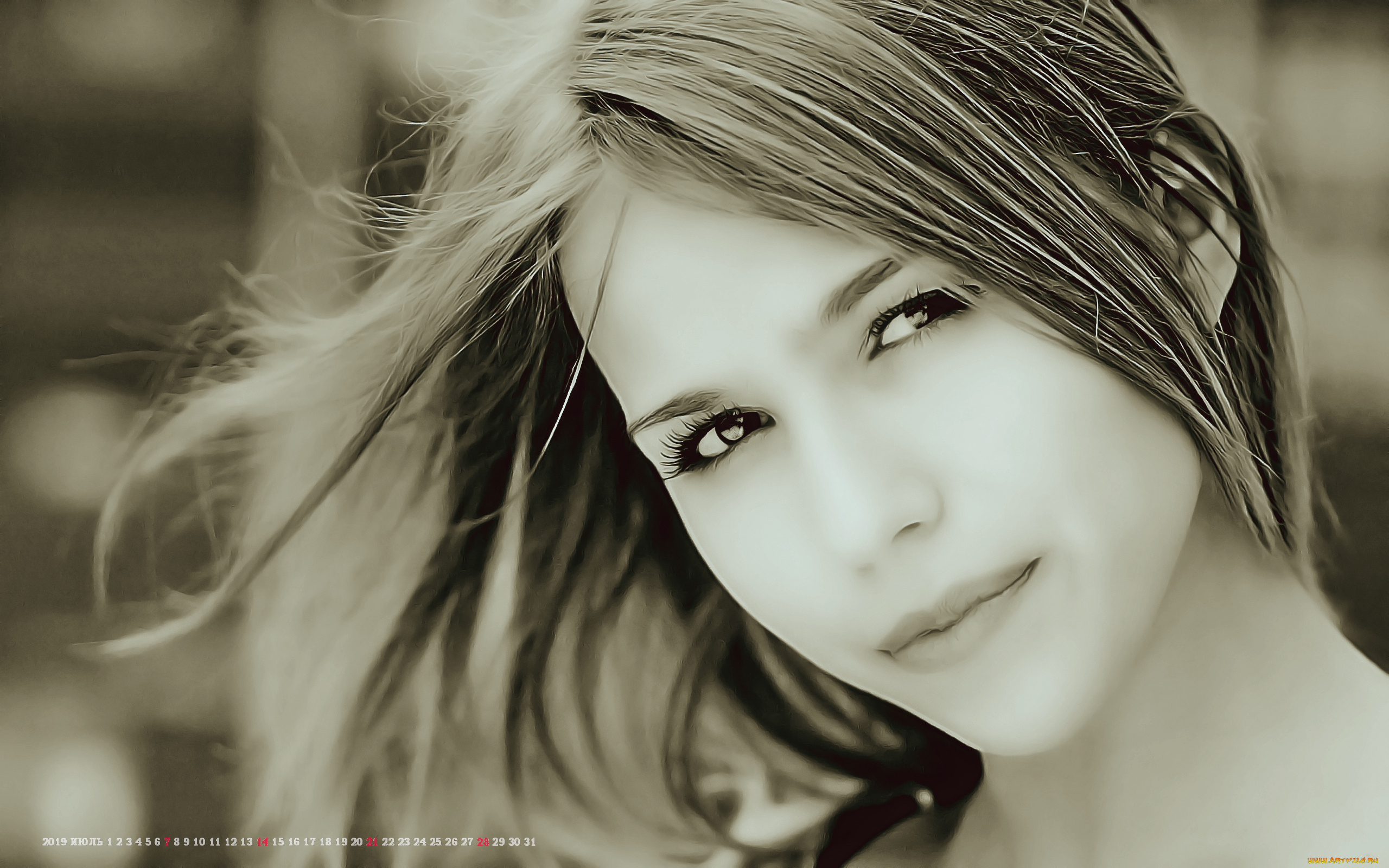 календари, компьютерный, дизайн, взгляд, девушка, лицо, женщина, calendar, 2019