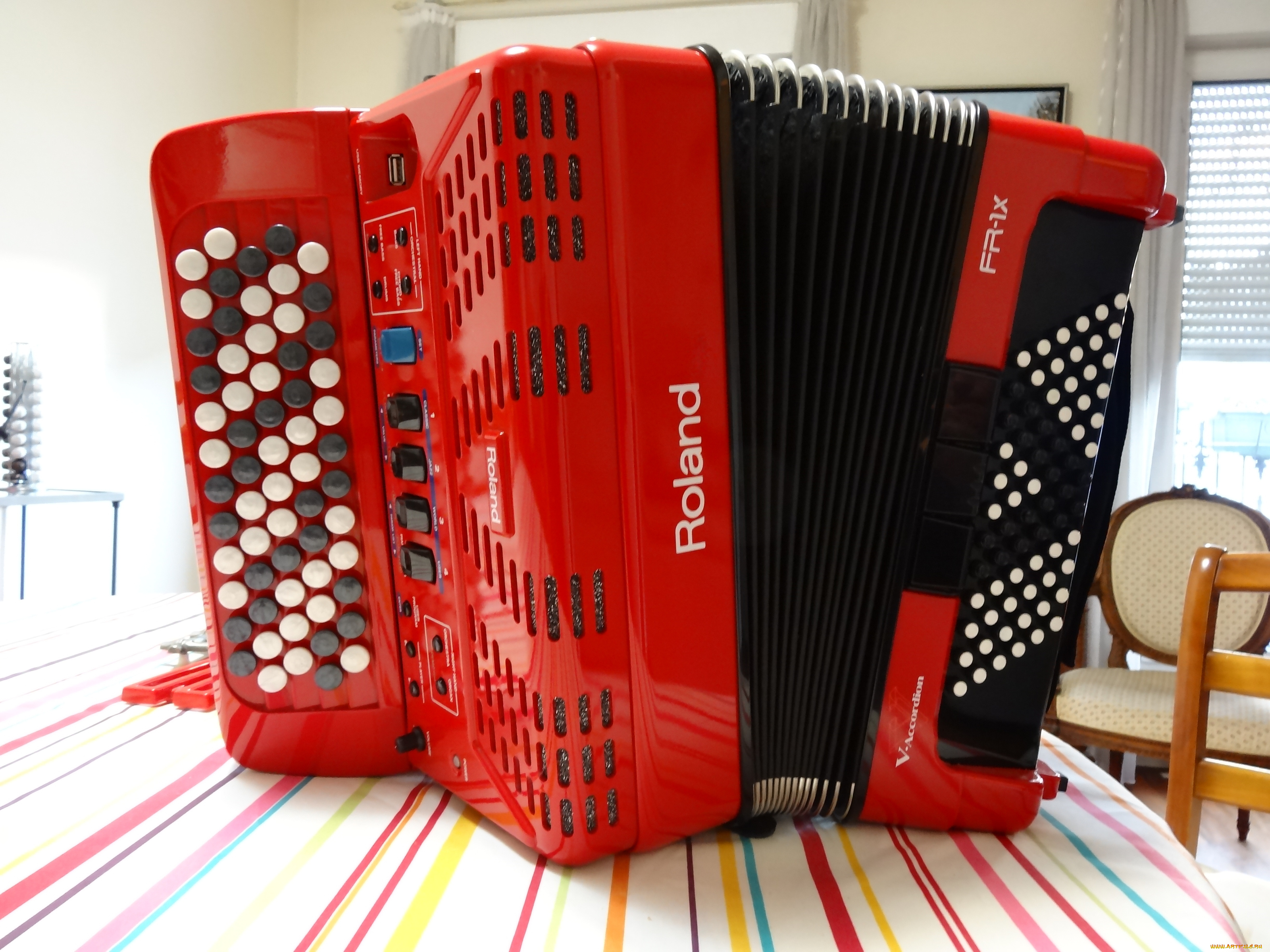 баян, roland, музыка, -музыкальные, инструменты, roland, красный, баян