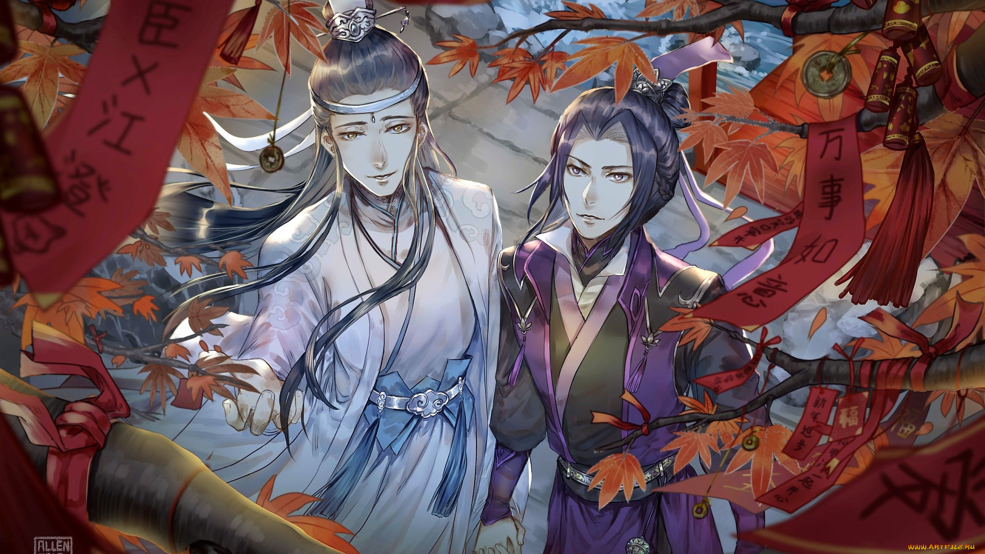 аниме, mo, dao, zu, shi, лань, сичэнь, цзян, чэн, дерево, осень