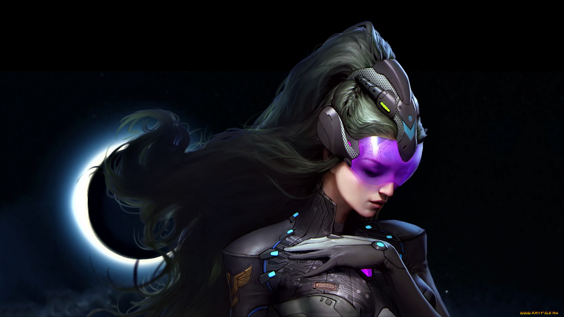 фэнтези, девушки, девушка, костюм, луна