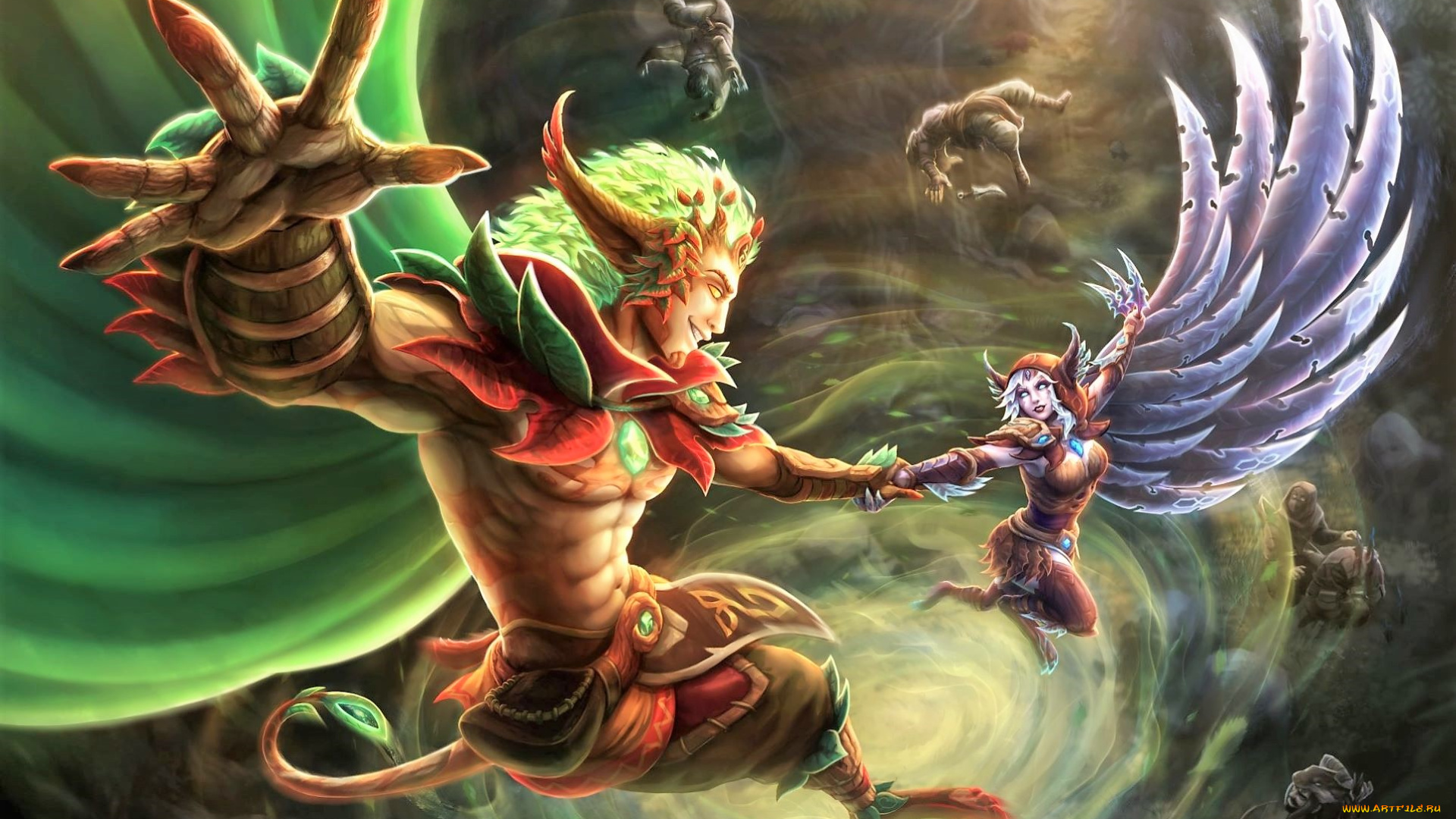 видео, игры, league, of, legends, rakan, xayah, крылья, омут