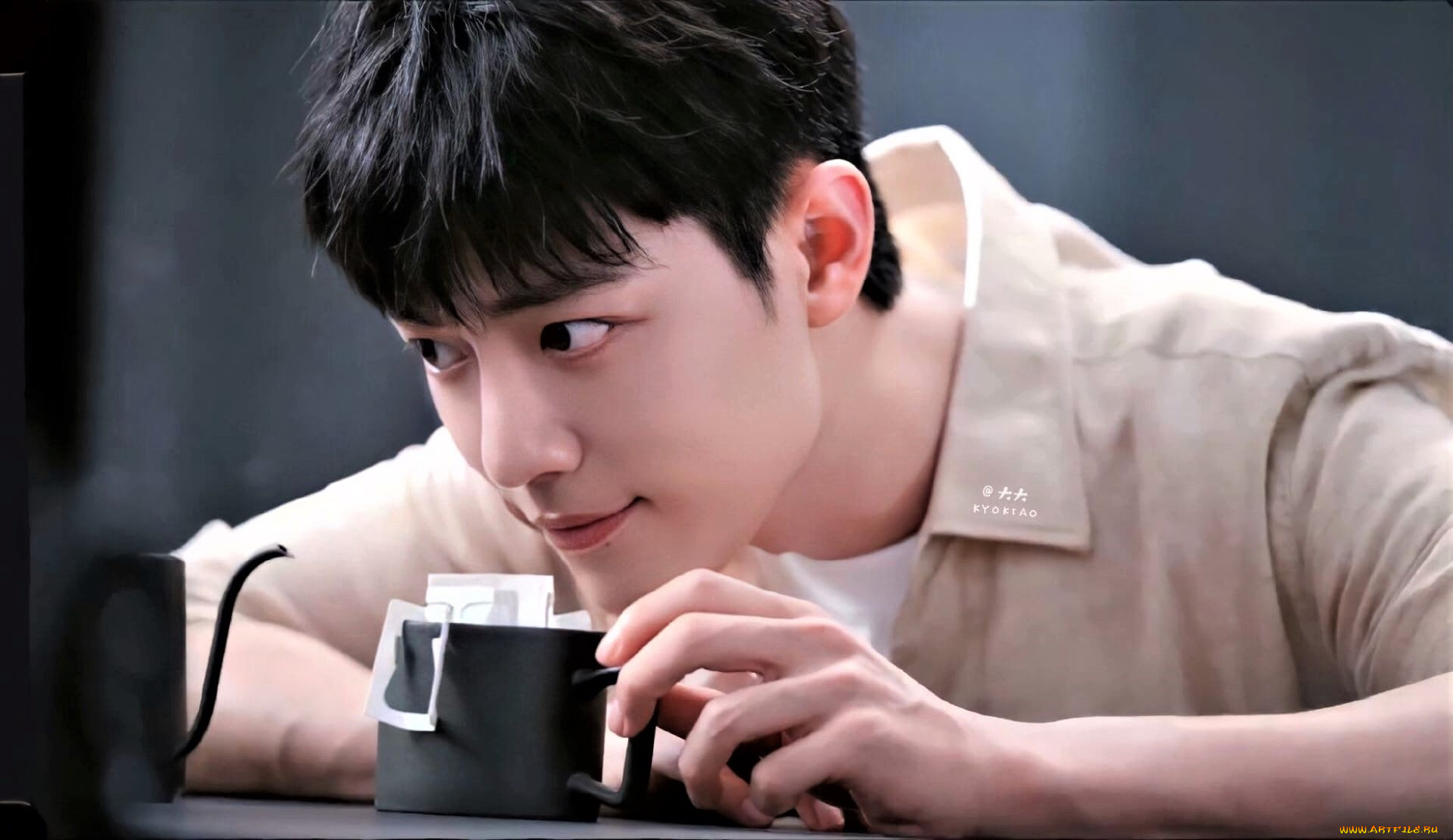 мужчины, xiao, zhan, актер, чашка