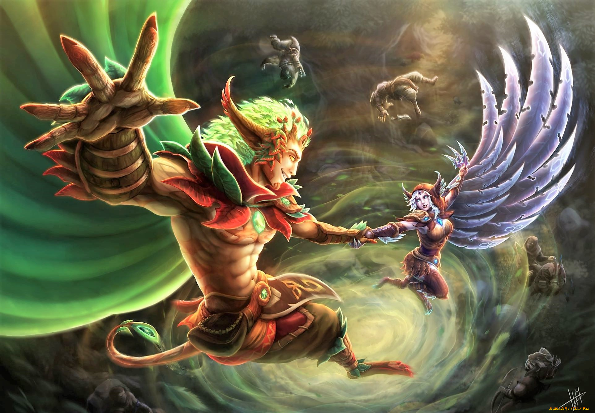 видео, игры, league, of, legends, rakan, xayah, крылья, омут