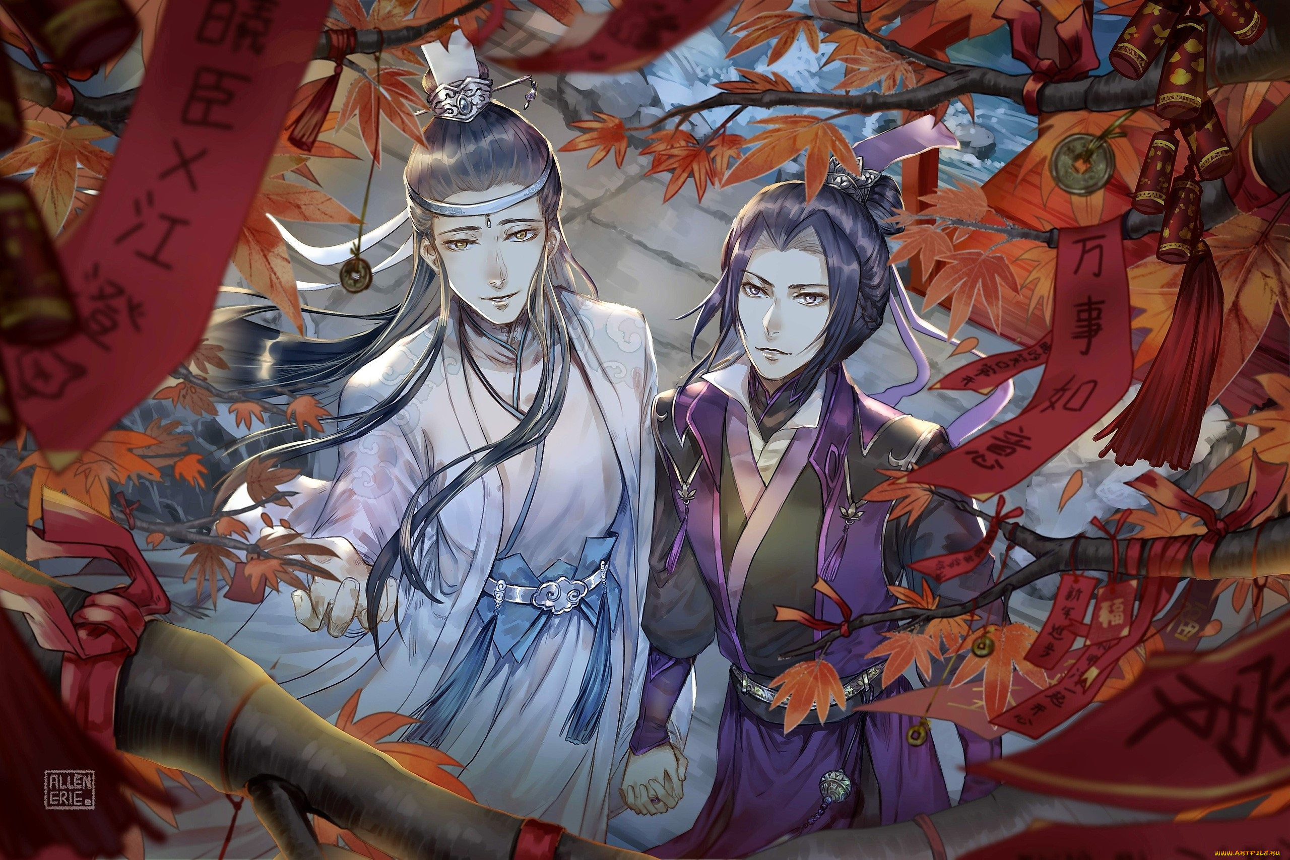 аниме, mo, dao, zu, shi, лань, сичэнь, цзян, чэн, дерево, осень