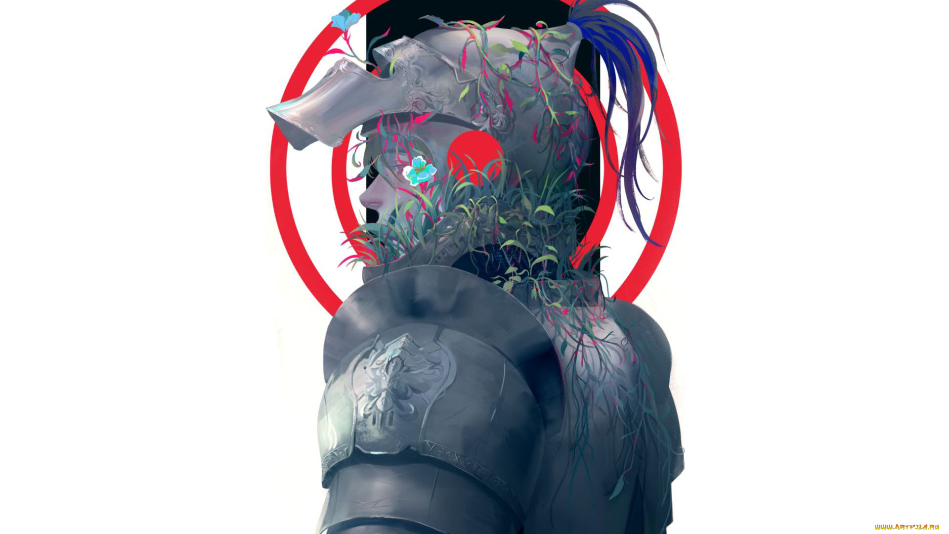 фэнтези, люди, рыцарь, цветы