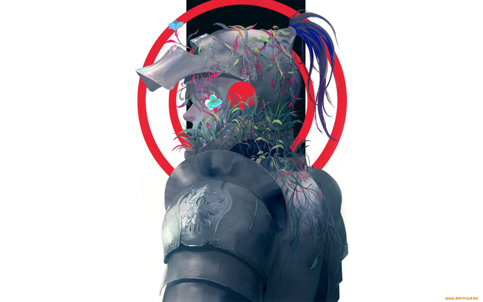 фэнтези, люди, рыцарь, цветы