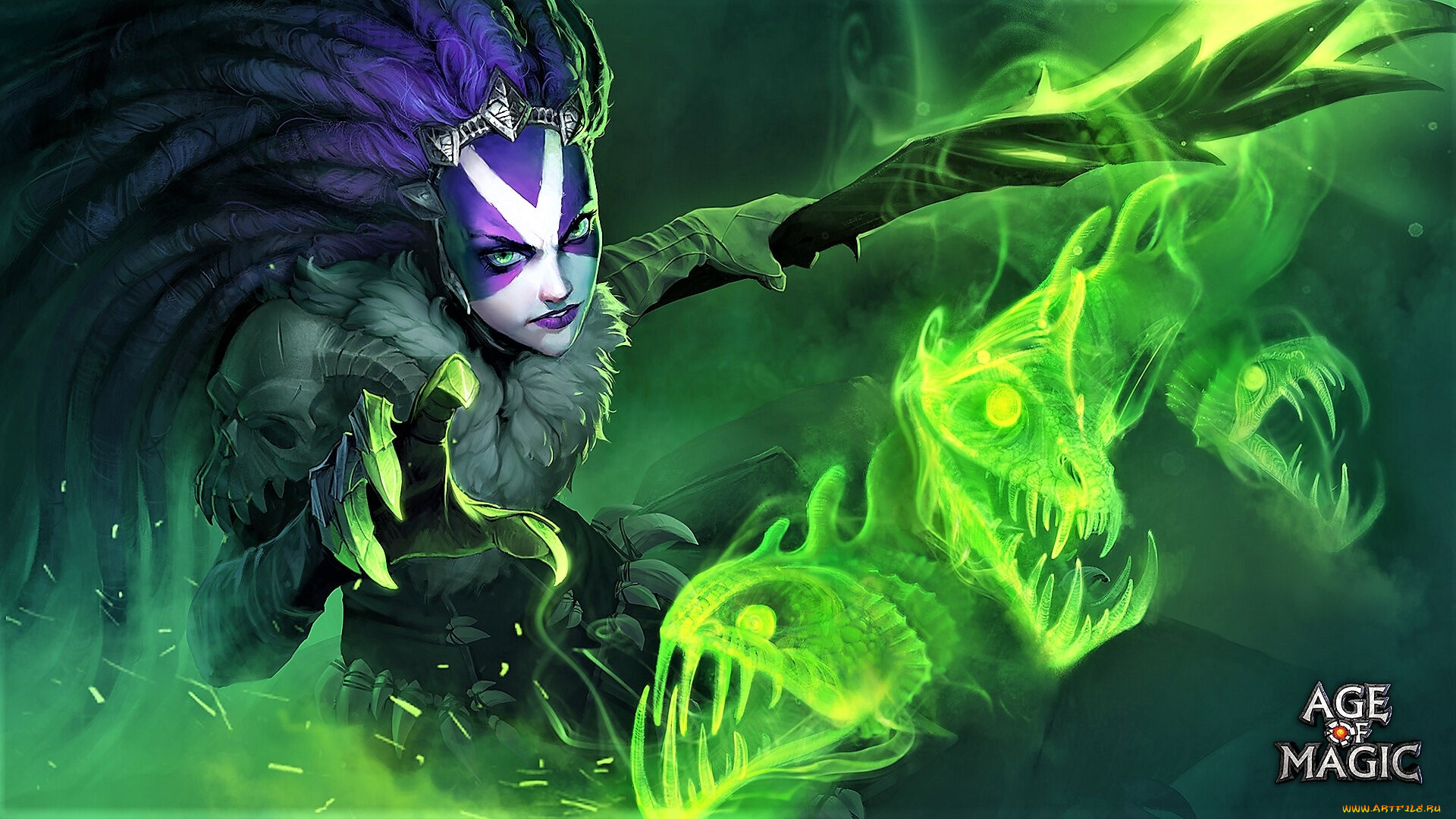 видео, игры, age, of, magic, девушка, посох, магия