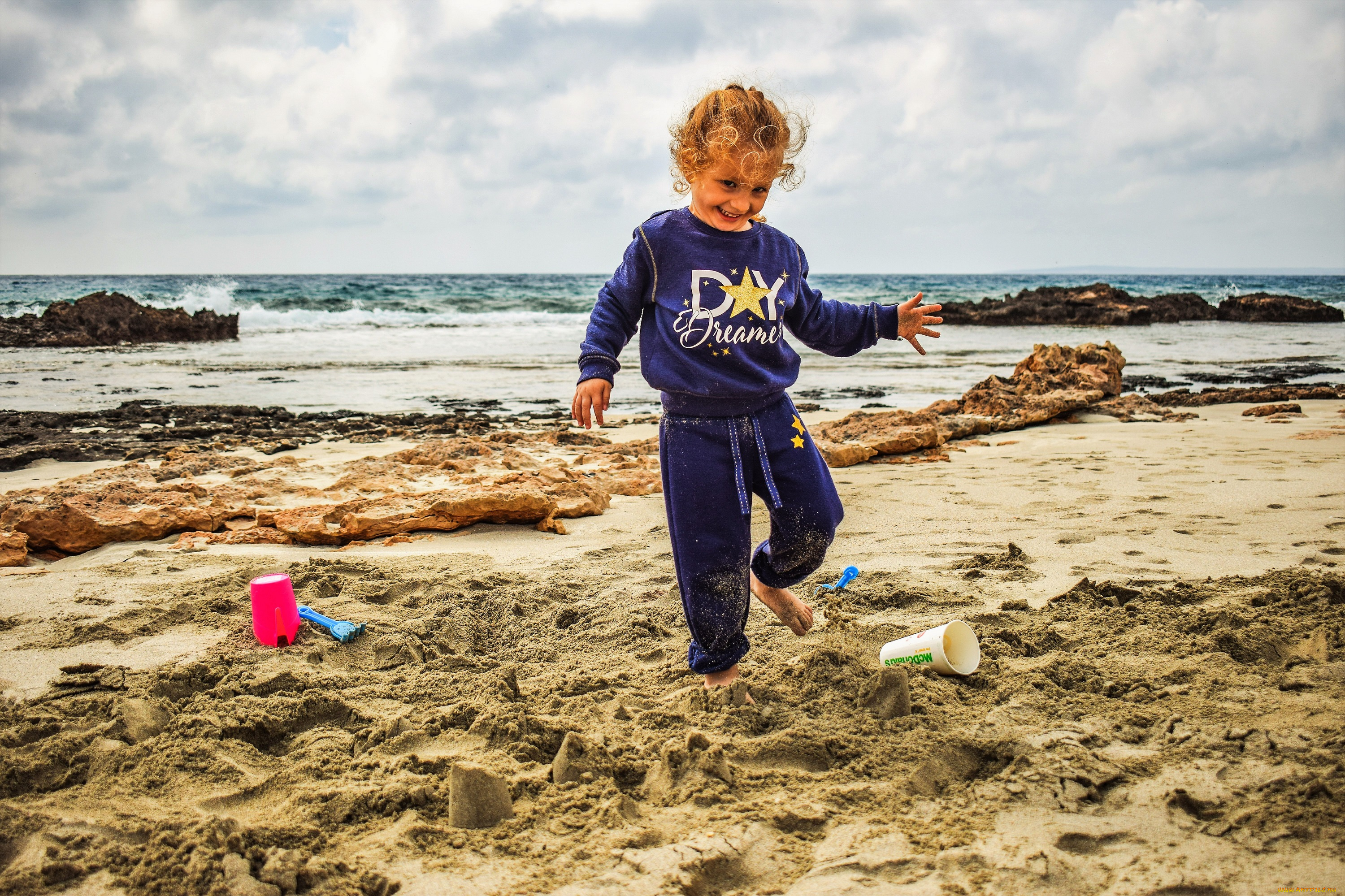 разное, дети, ребенок, песок, берег