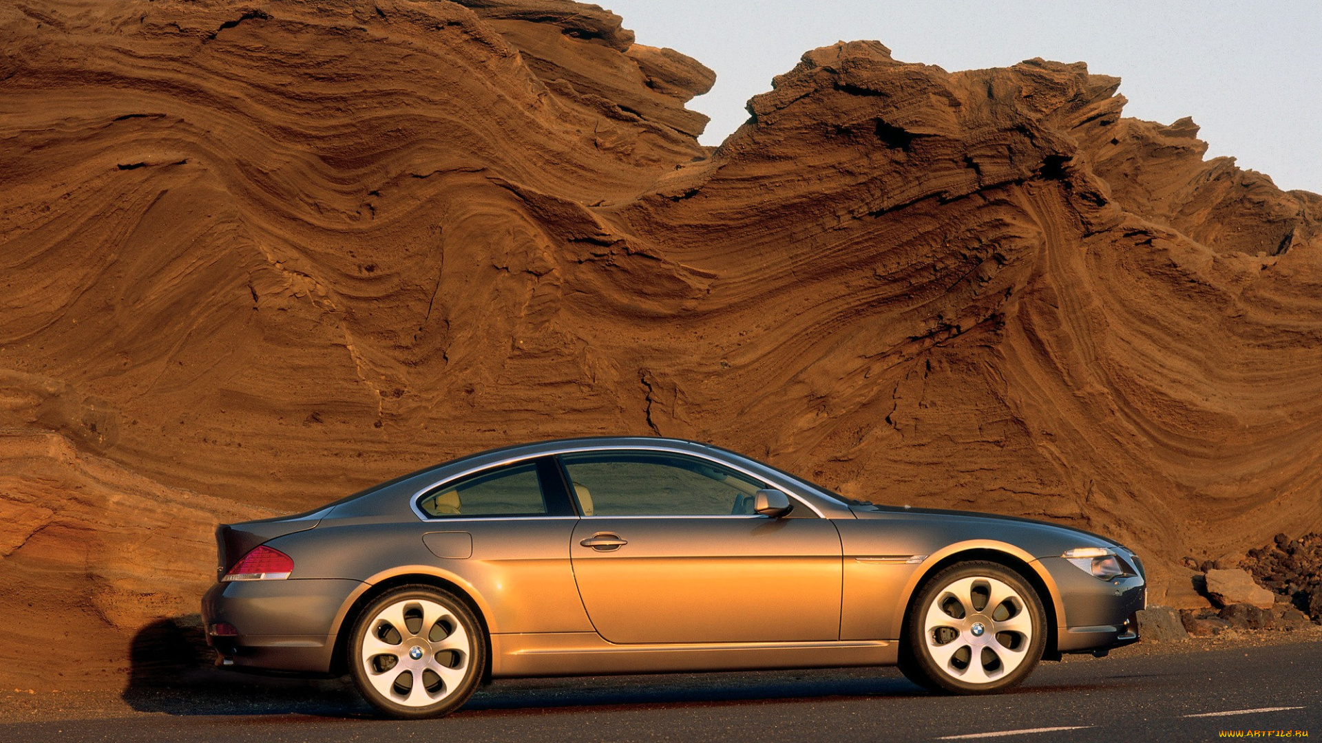 bmw, e63, автомобили, bmw, серебристый, дорога, шоссе, скалы