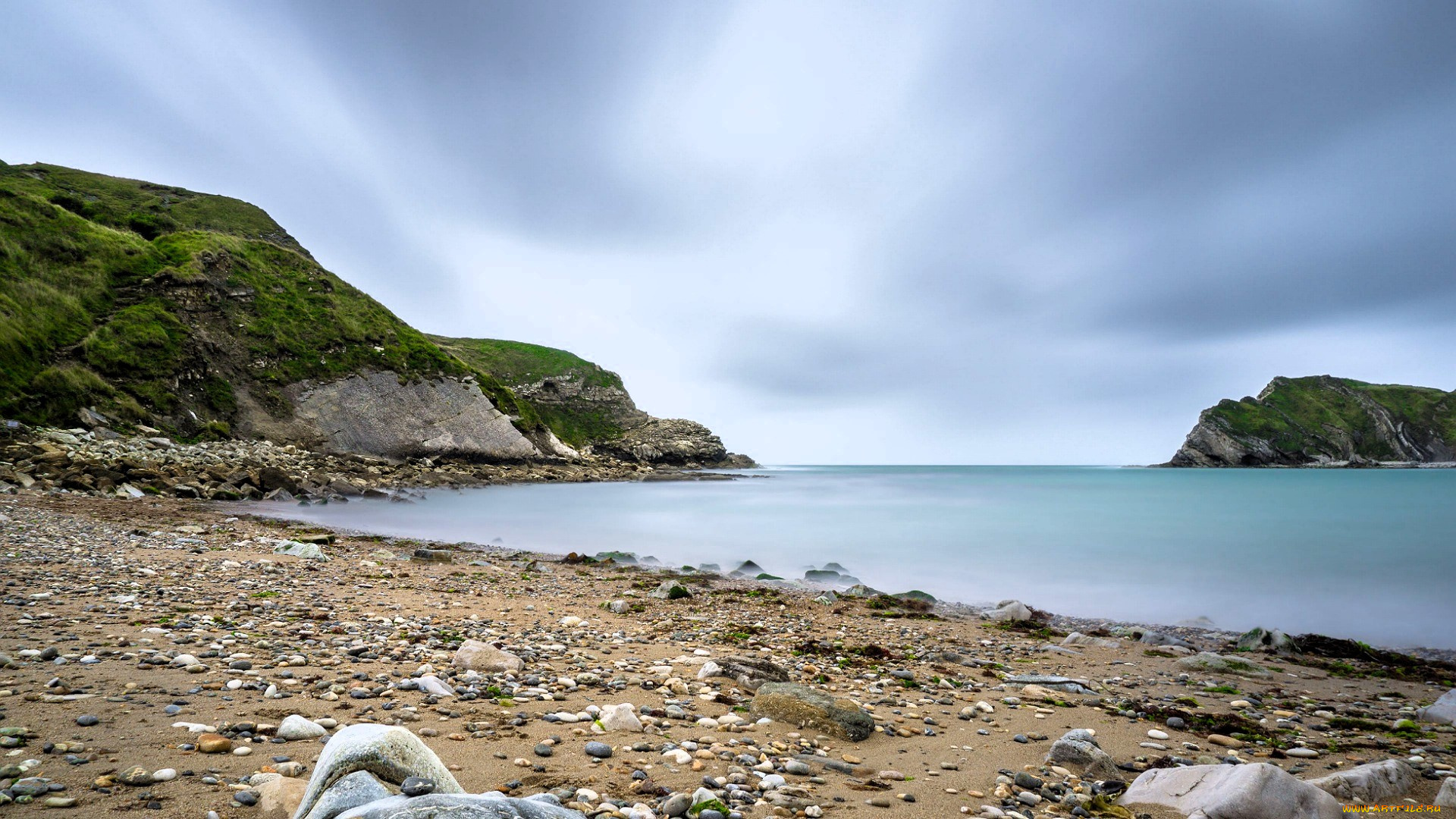 природа, побережье, горы, озеро, пляж, камни