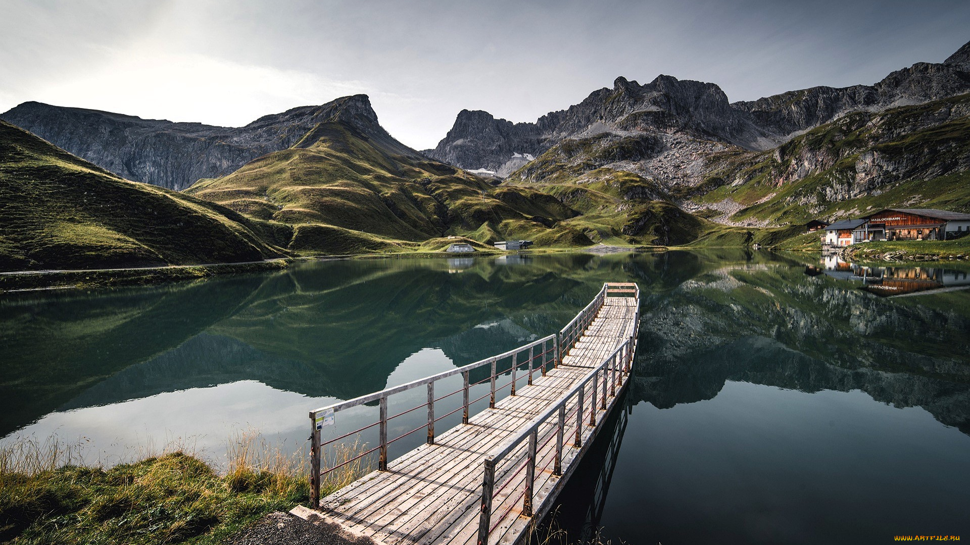 разное, сооружения, , постройки, горы, озеро, причал, строения
