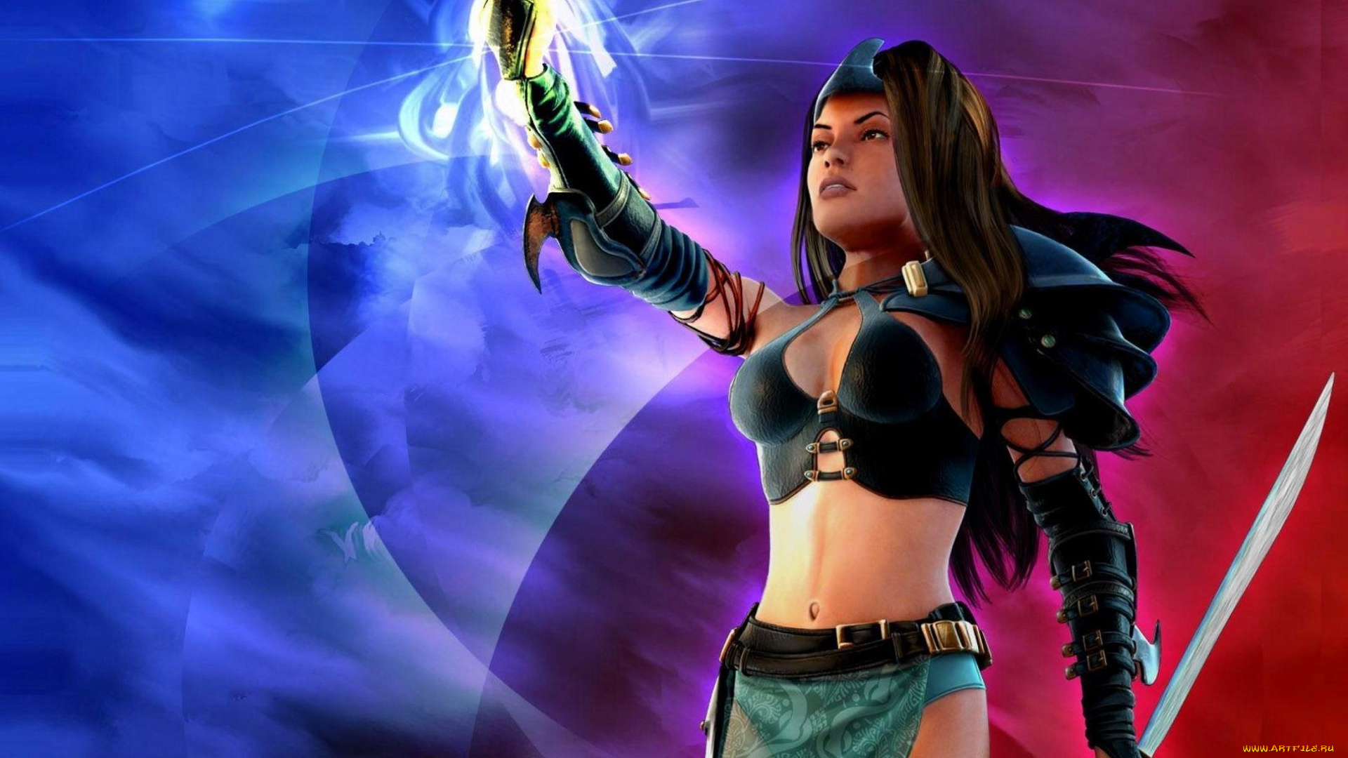 видео, игры, spellforce, , the, order, of, dawn, девушка, меч, магия