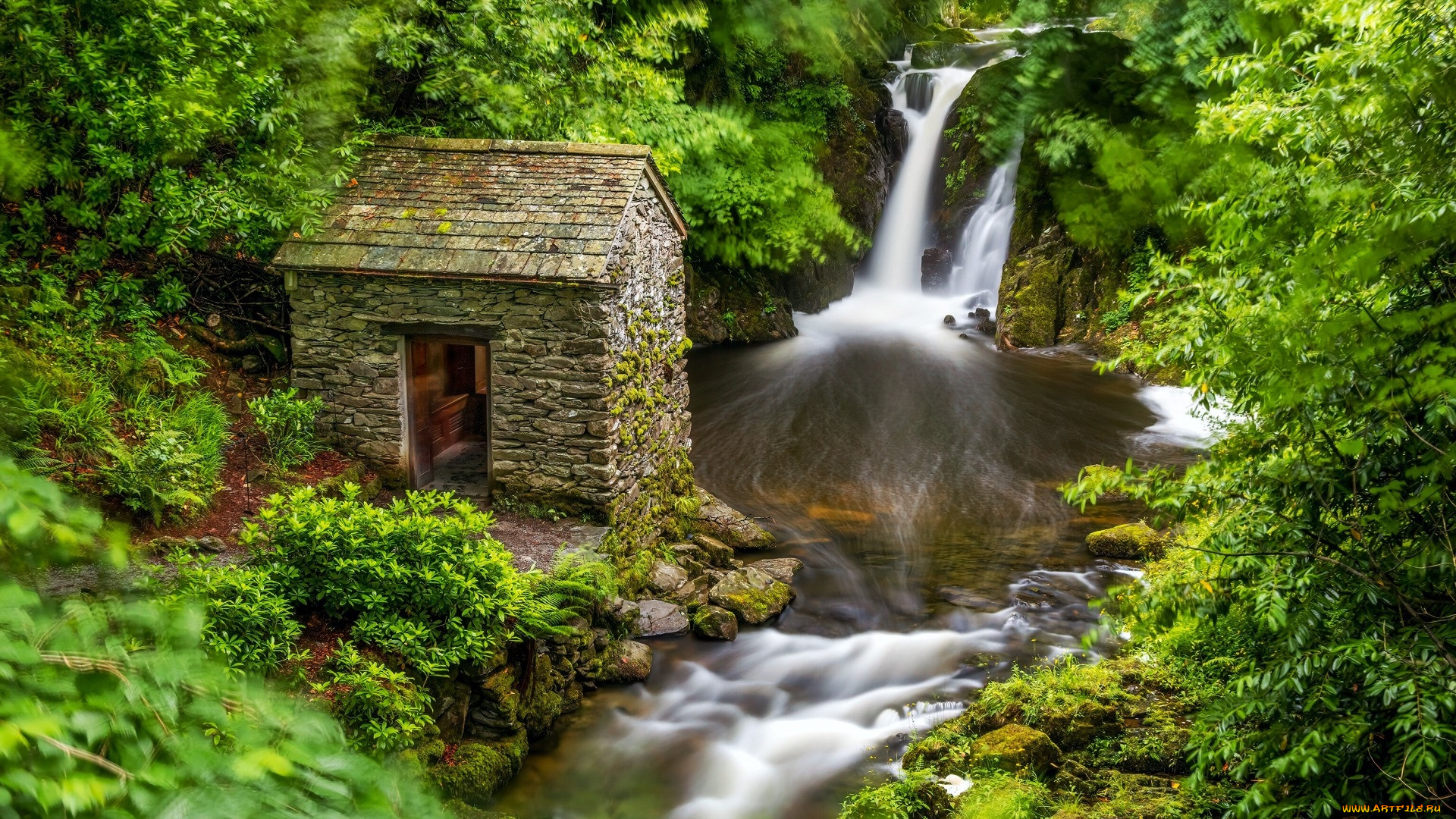 waterfall, in, the, lake, district, england, природа, водопады, waterfall, in, the, lake, district