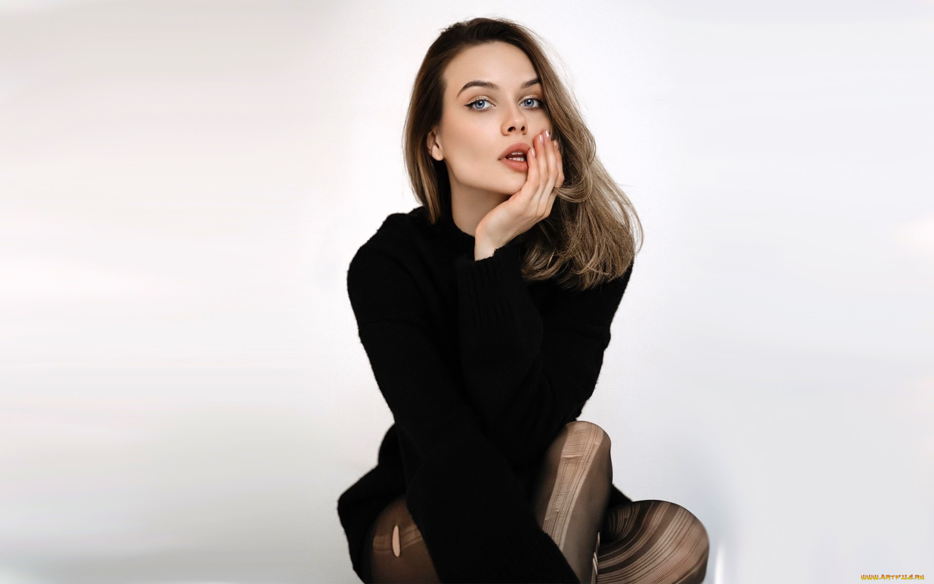 девушки, светлана, хофман, , lunny, chan, шатенка, платье, колготки, дырки