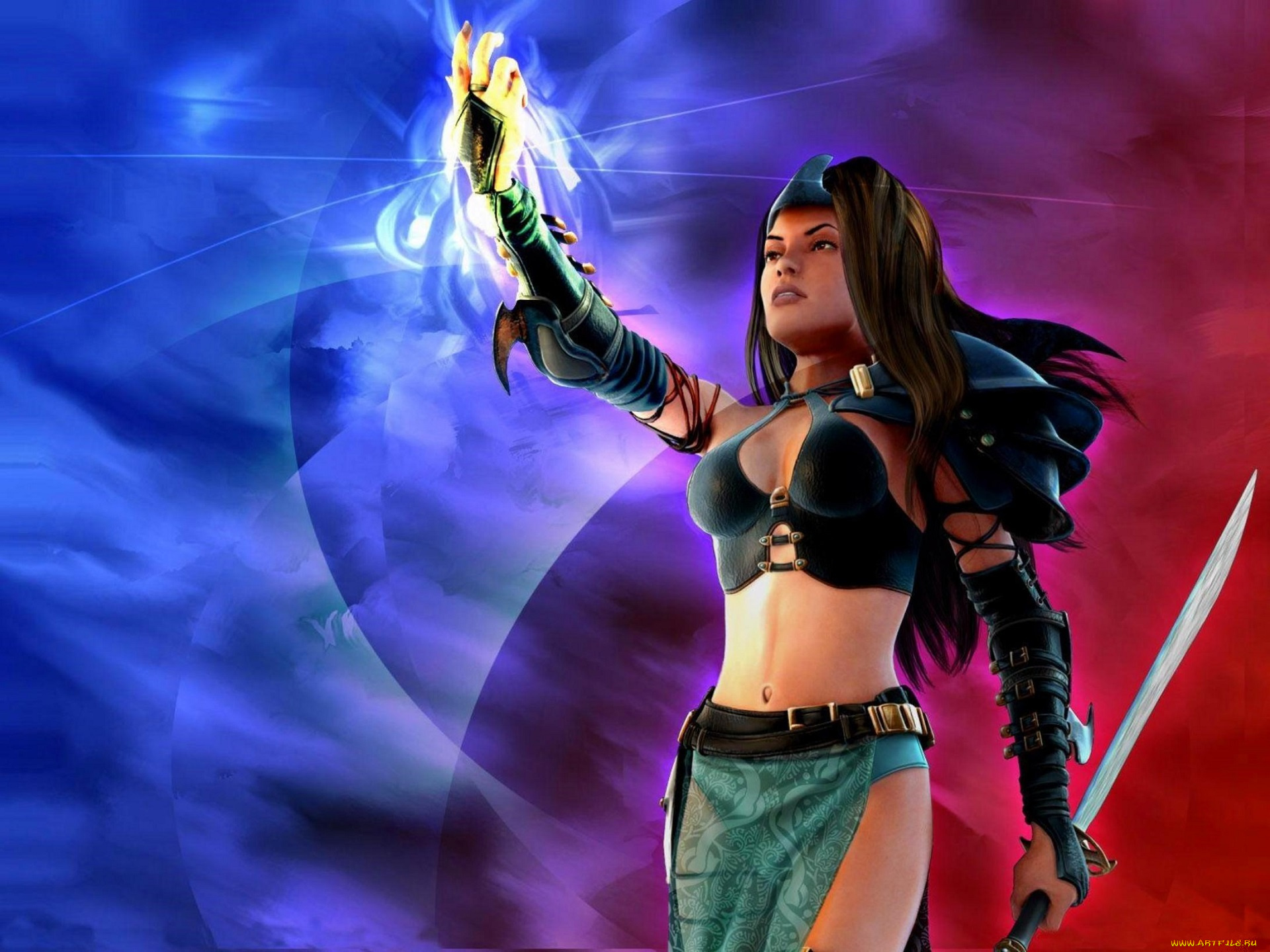 видео, игры, spellforce, , the, order, of, dawn, девушка, меч, магия