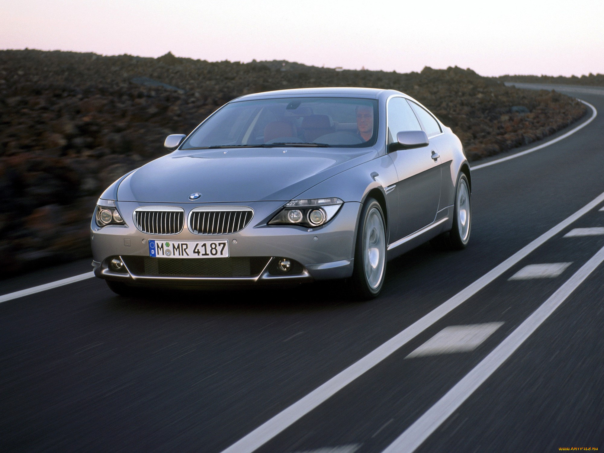 bmw, e63, автомобили, bmw, серебристый, шоссе, дорога