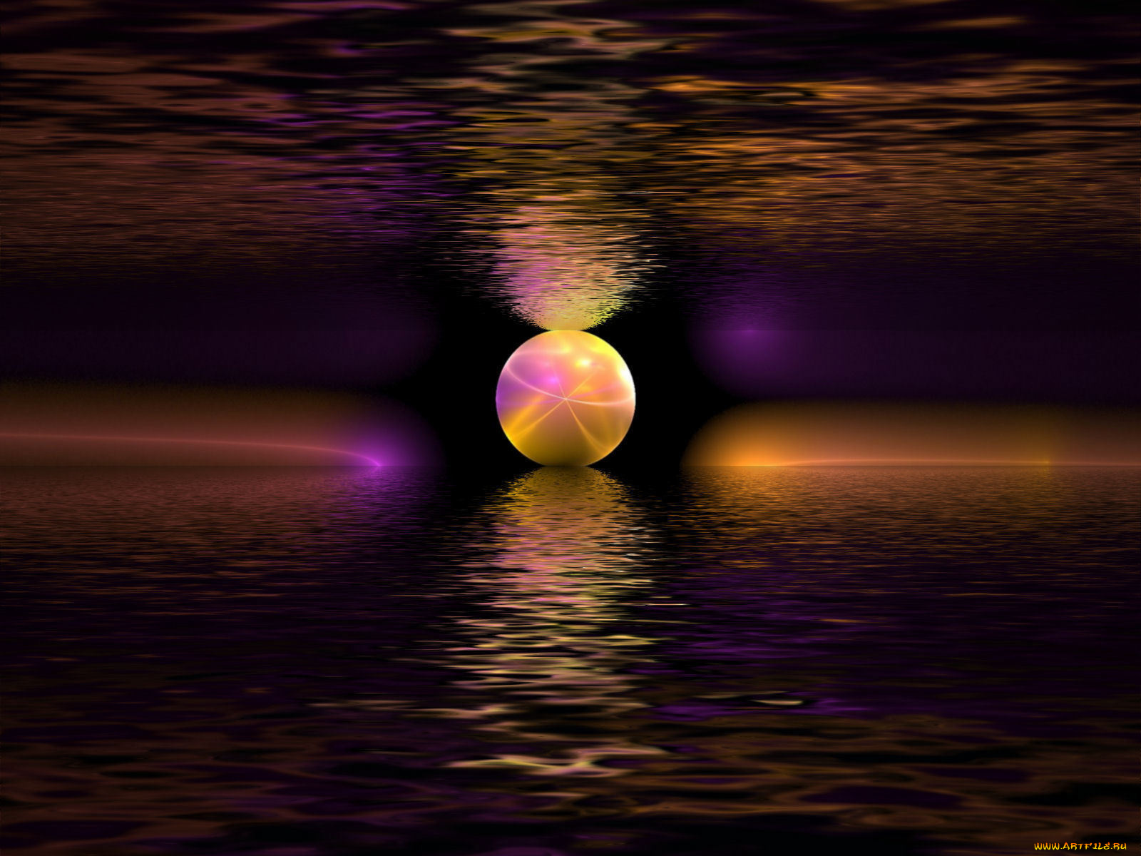 3д, графика, другое, волны, круг, отражения