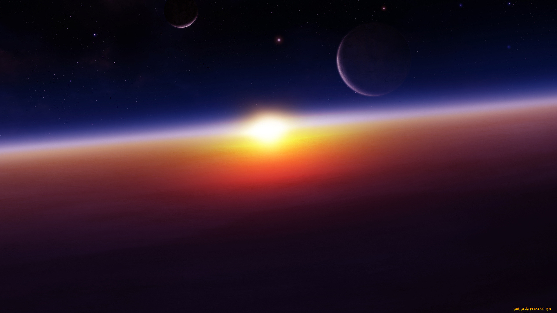 космос, арт, планеты, sunrise