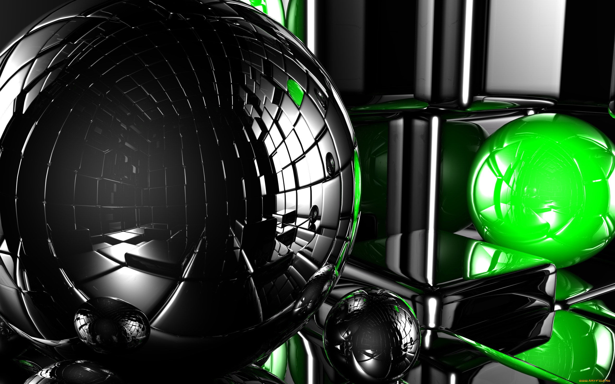 3д, графика, шары, абстракция