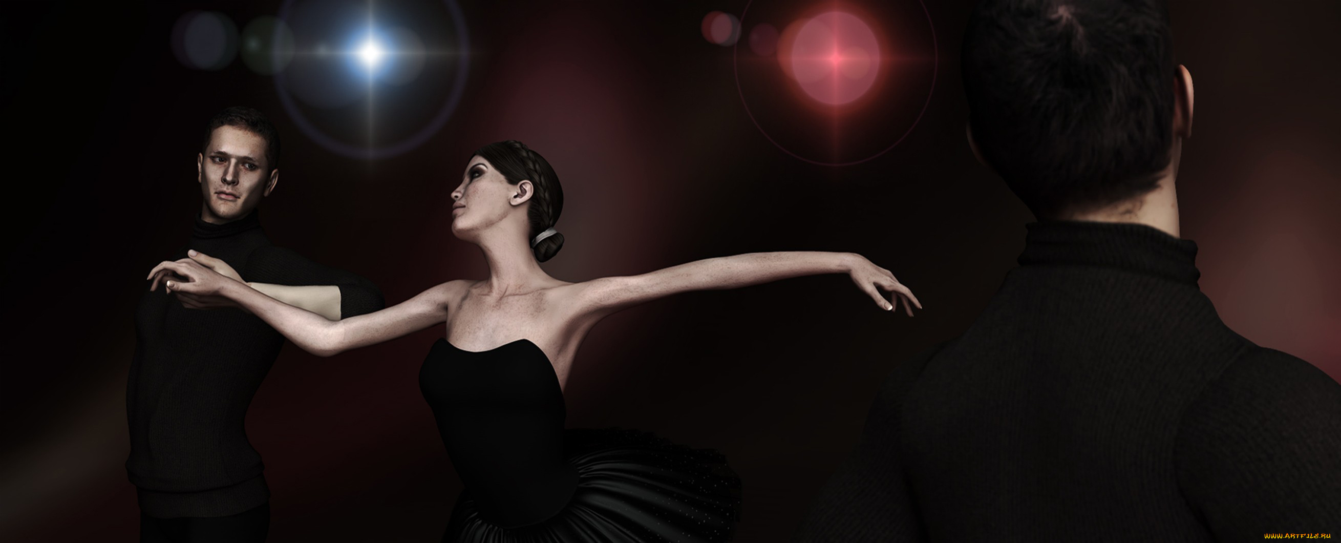 3д, графика, people, люди, тёмный, танец, мужчина, девушка
