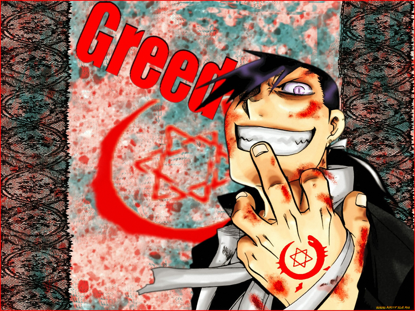 аниме, fullmetal, alchemist, жадность, greed