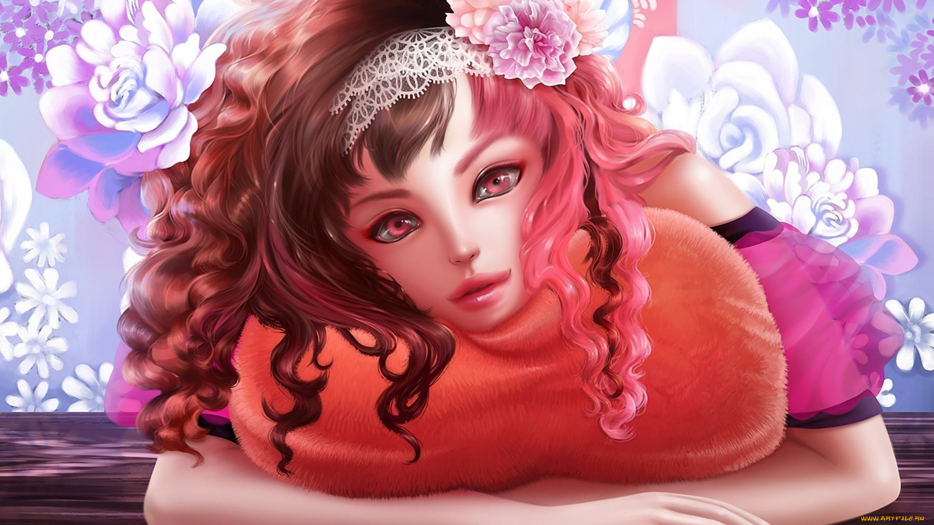 аниме, *unknown, другое, девушка, цветы