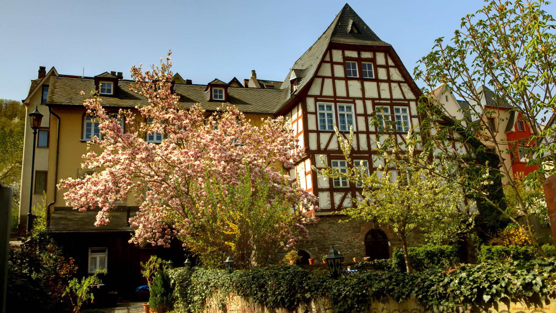 германия, обервезель, города, здания, дома, улица