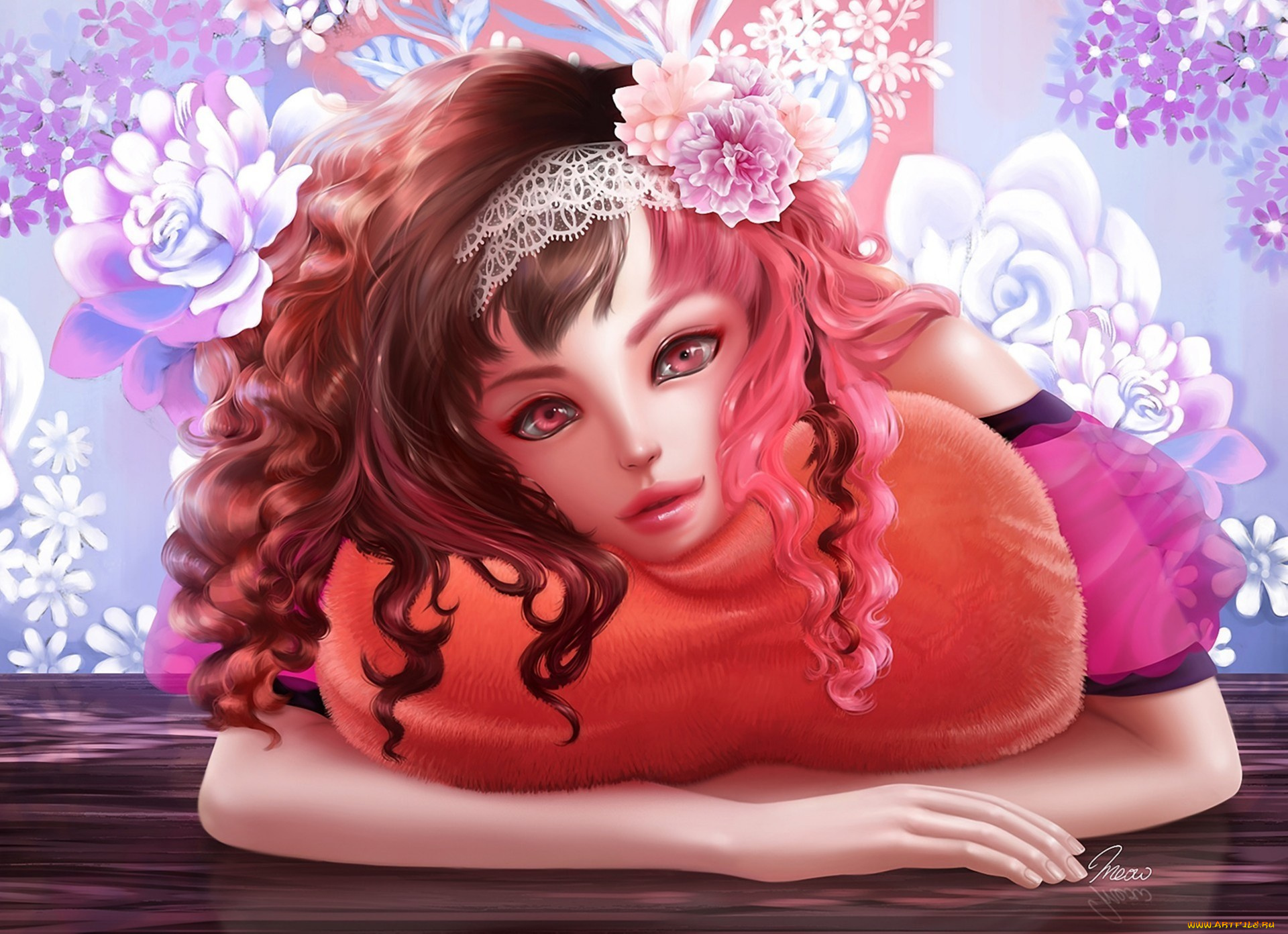 аниме, *unknown, другое, девушка, цветы